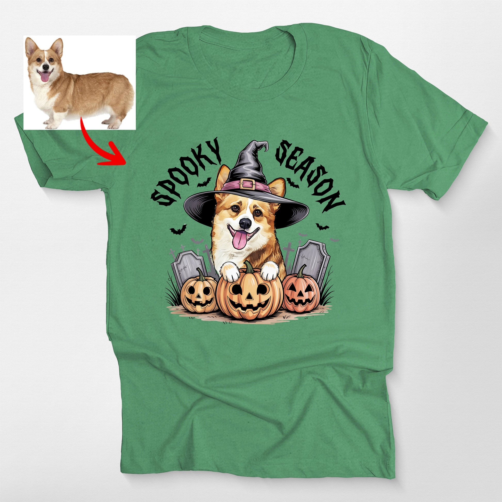Custom Dog Halloween Bella Canvas T-Shirt for Pet, custom pet portrait gift for pet lovers (view 4)