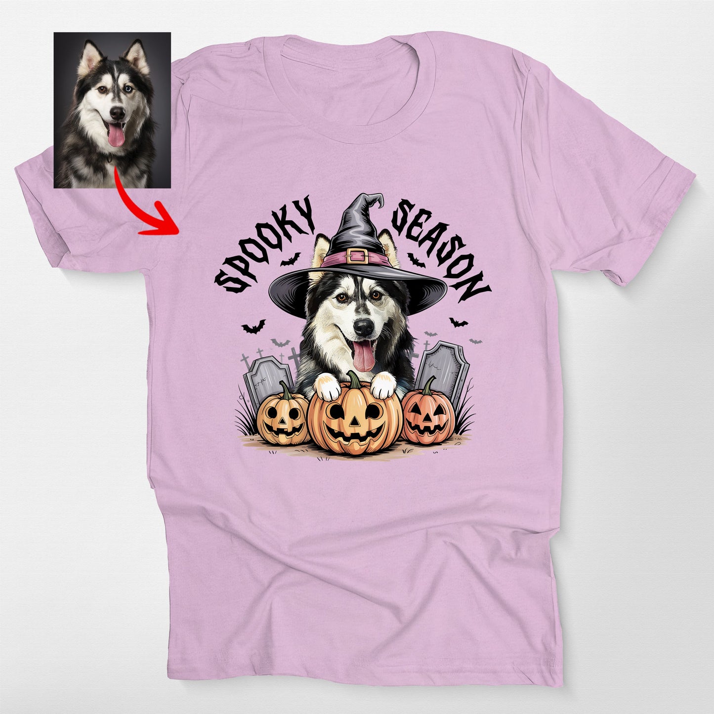 Custom Dog Halloween Bella Canvas T-Shirt for Pet, custom pet portrait gift for pet lovers (view 5)