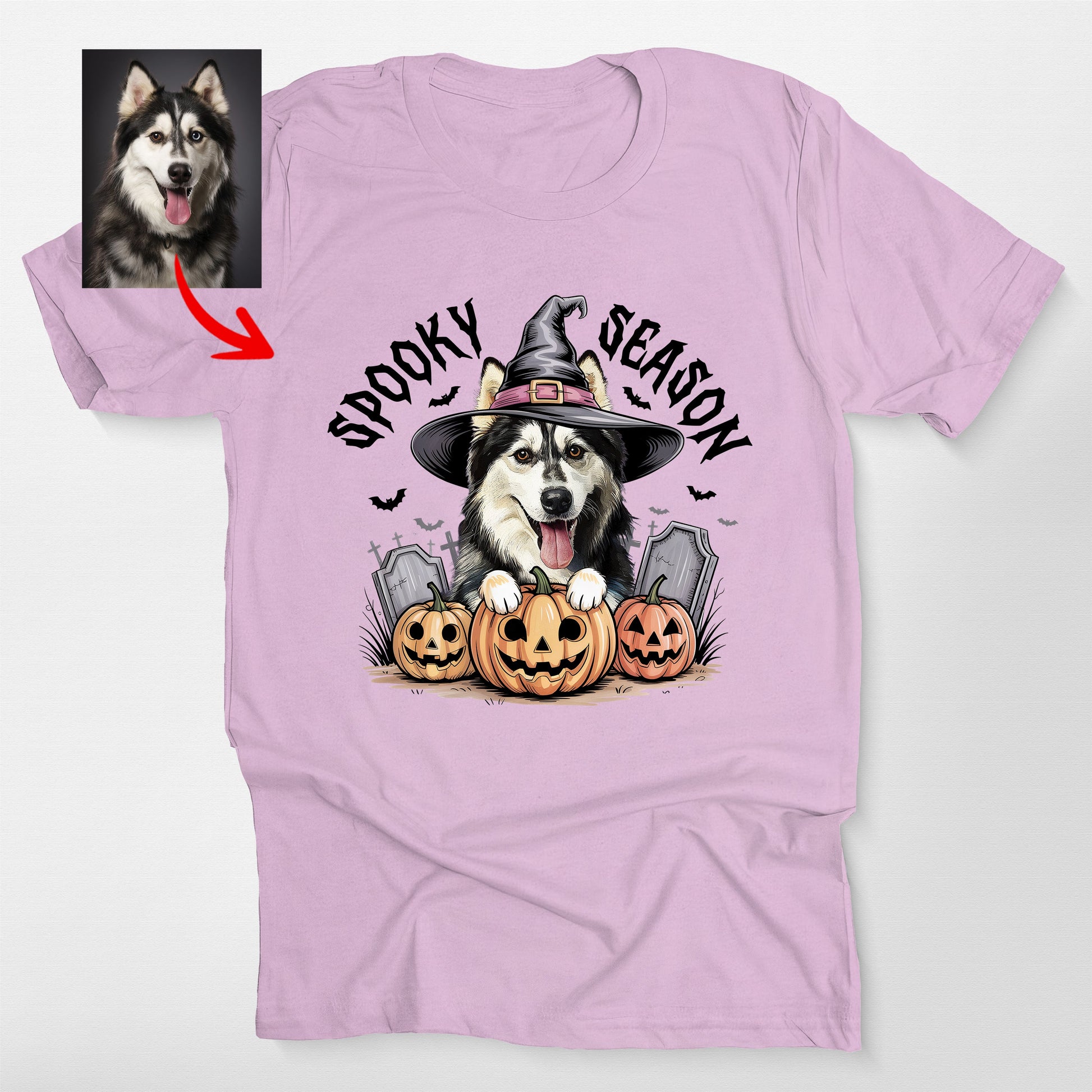Custom Dog Halloween Bella Canvas T-Shirt for Pet, custom pet portrait gift for pet lovers (view 5)
