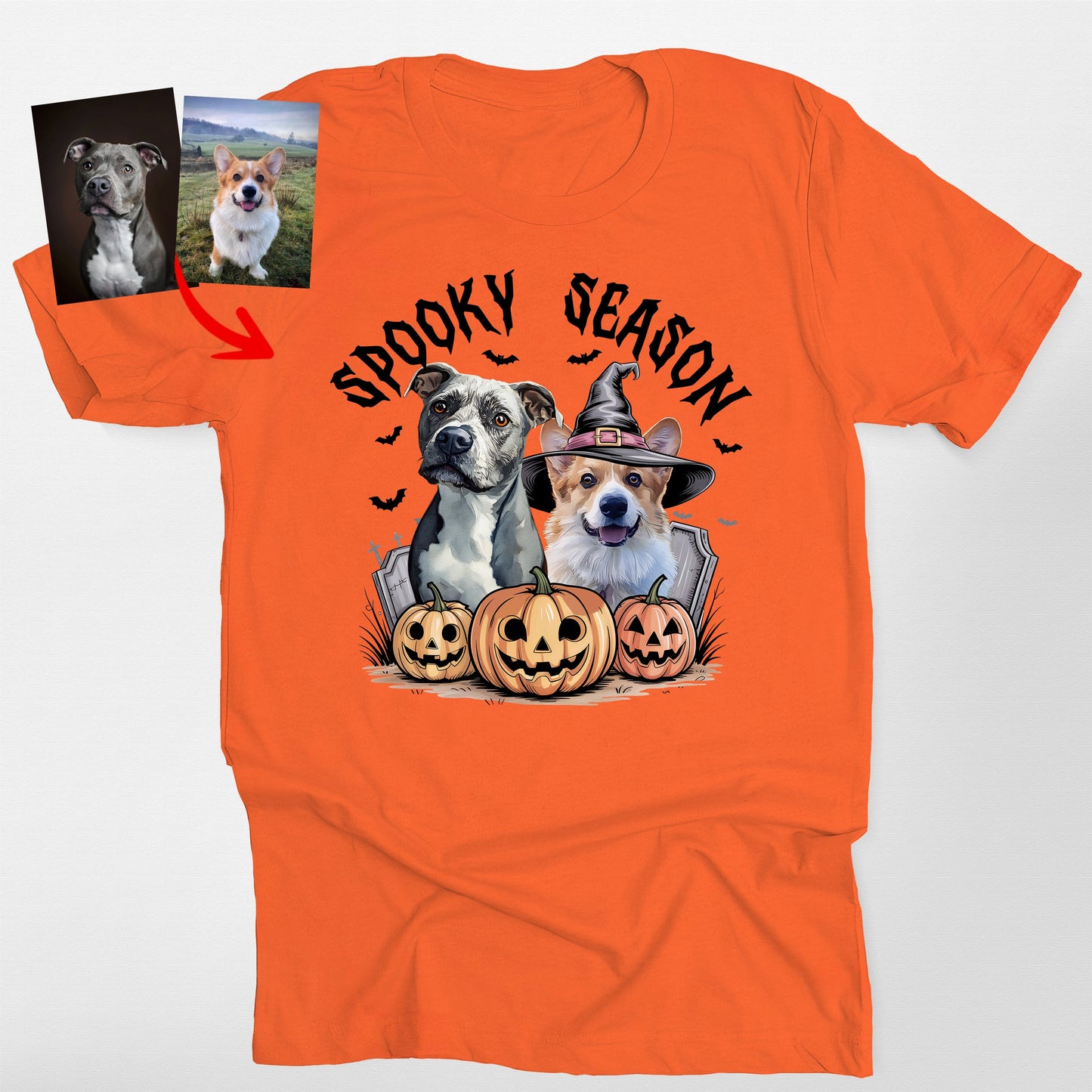 Custom Dog Halloween Bella Canvas T-Shirt for Pet, custom pet portrait gift for pet lovers (view 8)