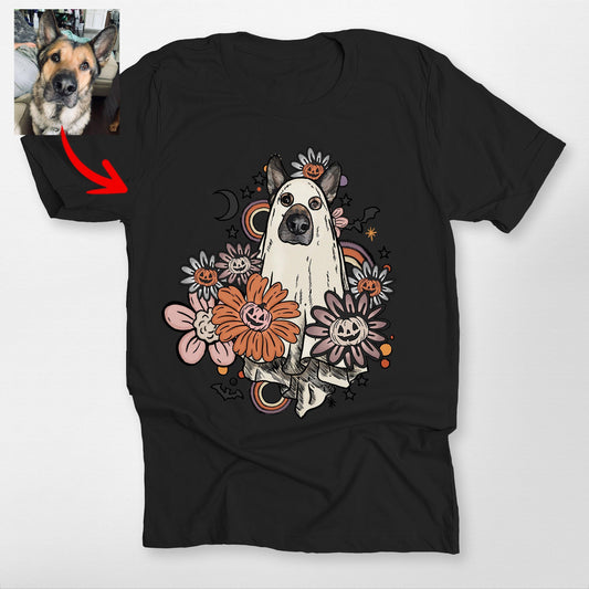 Custom Dog in Flora Bella Canvas Shirt for Dog Mom, custom pet portrait gift for pet lovers