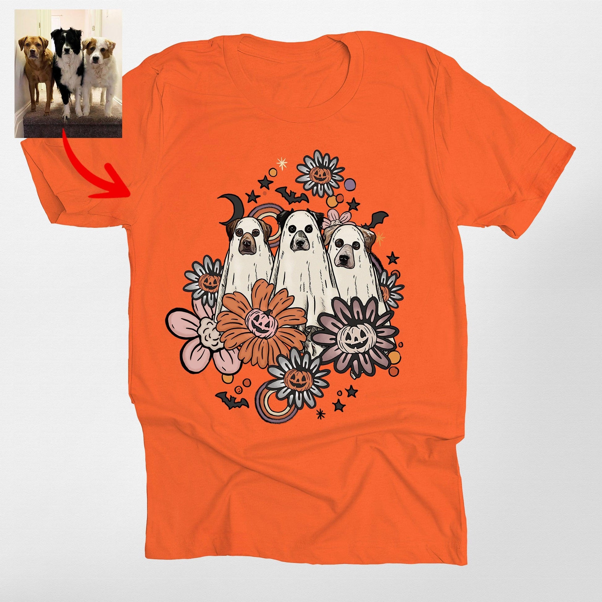Custom Dog in Flora Bella Canvas Shirt for Dog Mom, custom pet portrait gift for pet lovers (view 8)