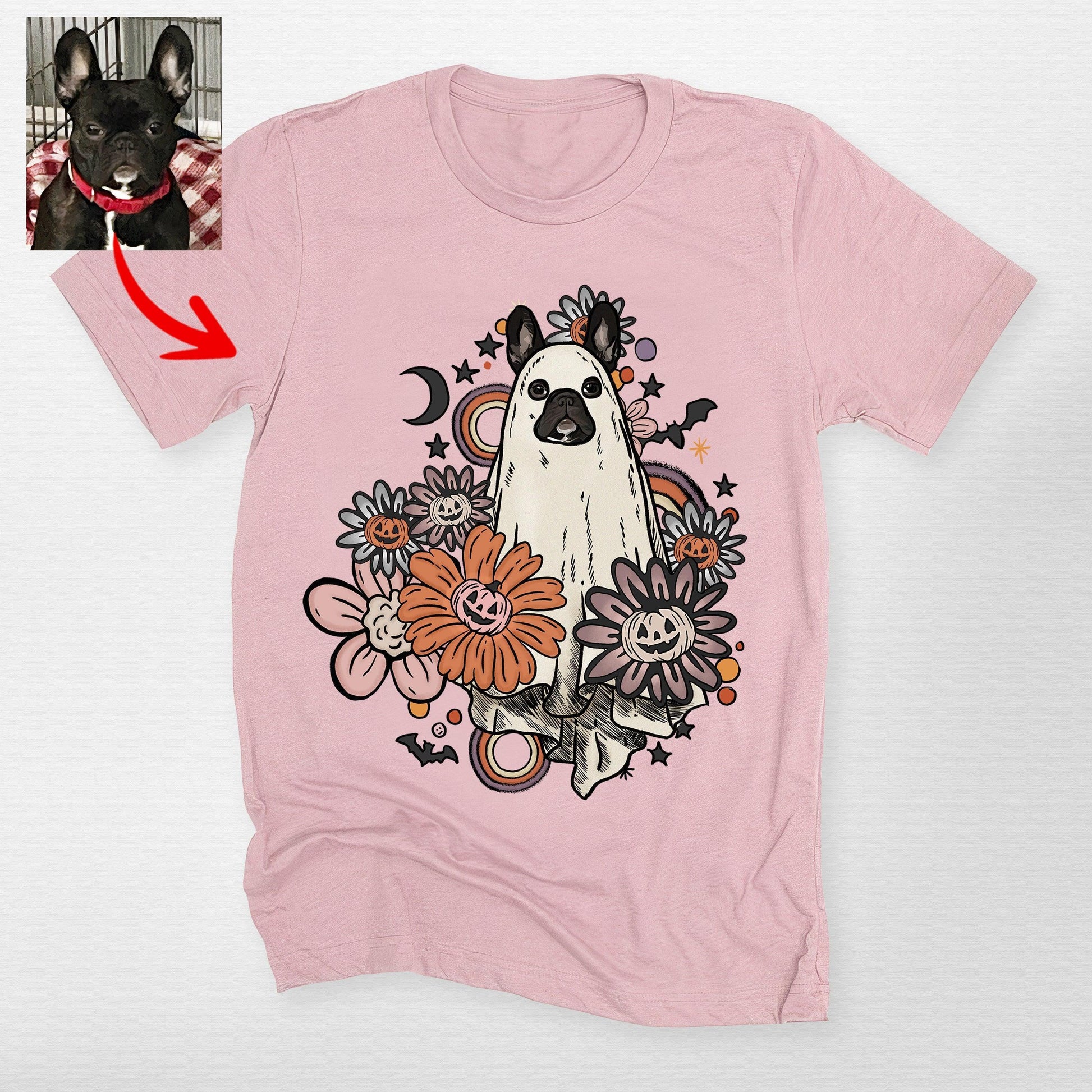 Custom Dog in Flora Bella Canvas Shirt for Dog Mom, custom pet portrait gift for pet lovers (view 9)
