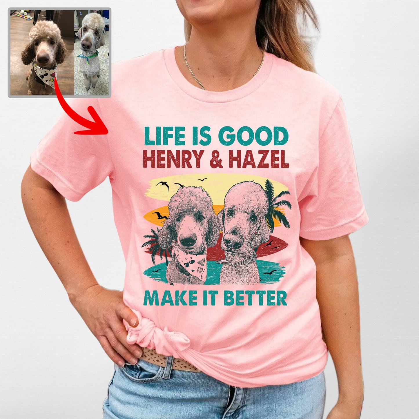 Custom Dog Makes Life Better Bella Canvas T-Shirt, custom pet portrait gift for pet lovers (view 8)