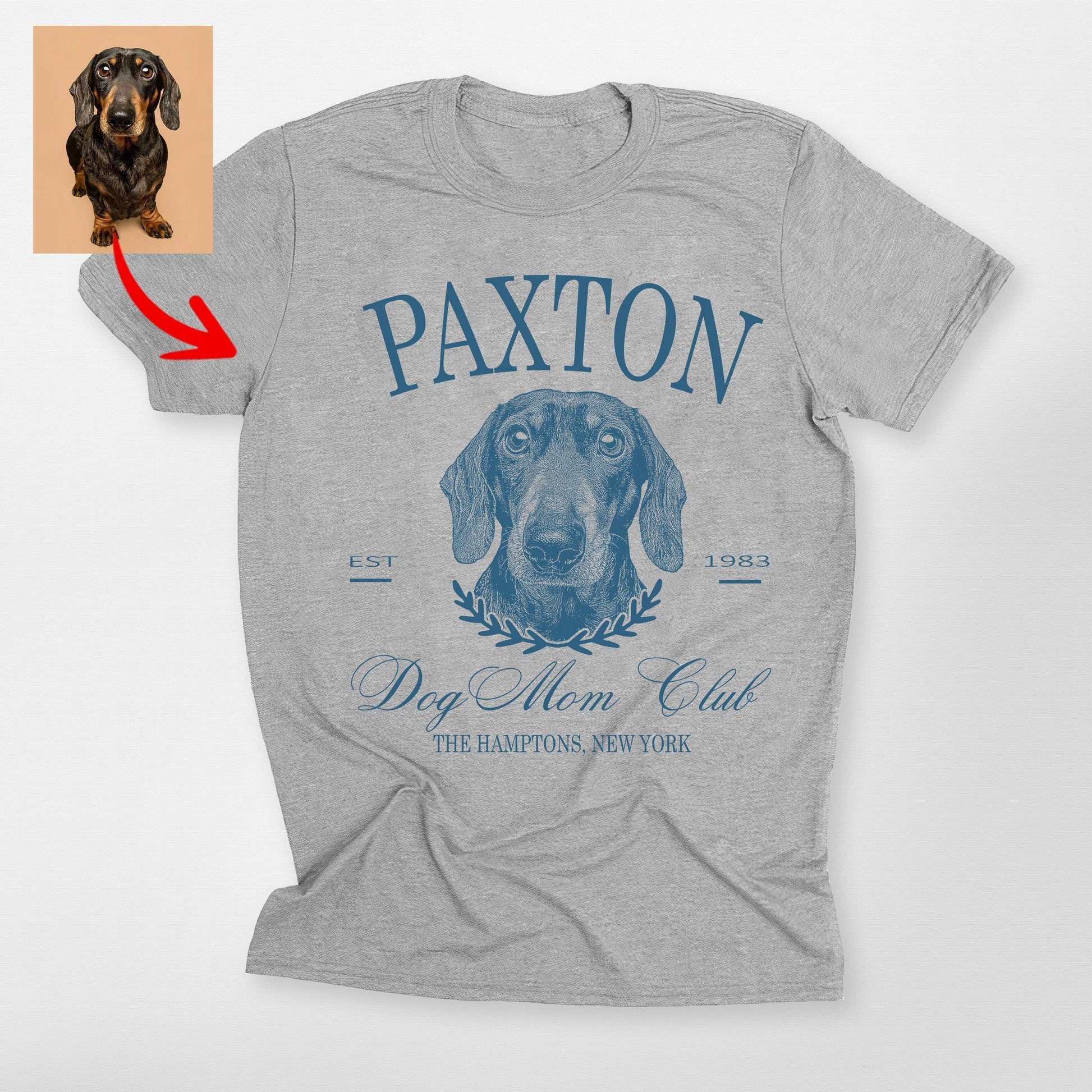 Custom Dog Mom Club Bella Canvas T-Shirt for Dog O, custom pet portrait gift for pet lovers
