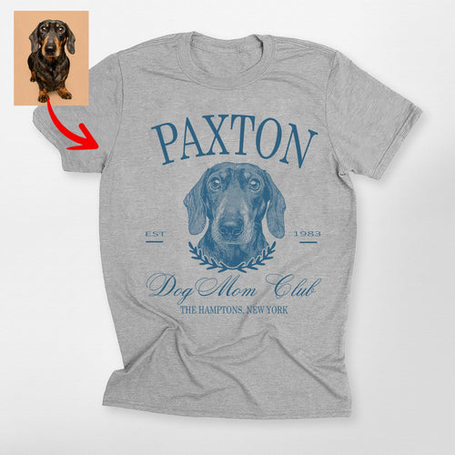 Custom Dog Mom Club Bella Canvas T-Shirt for Dog O, custom pet portrait gift for pet lovers