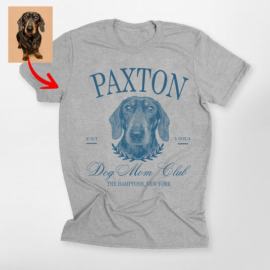 Custom Dog Mom Club Bella Canvas T-Shirt for Dog O, custom pet portrait gift for pet lovers