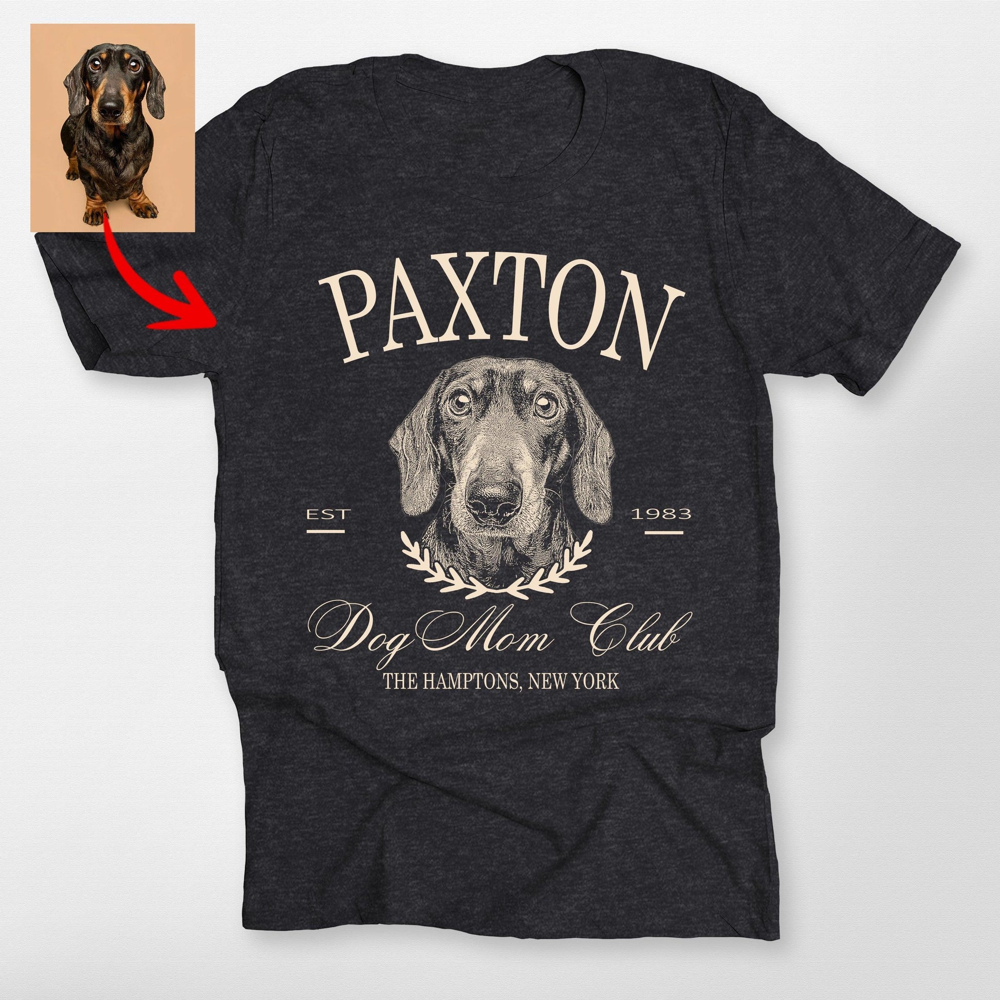 Custom Dog Mom Club Bella Canvas T-Shirt for Dog O, custom pet portrait gift for pet lovers (view 2)