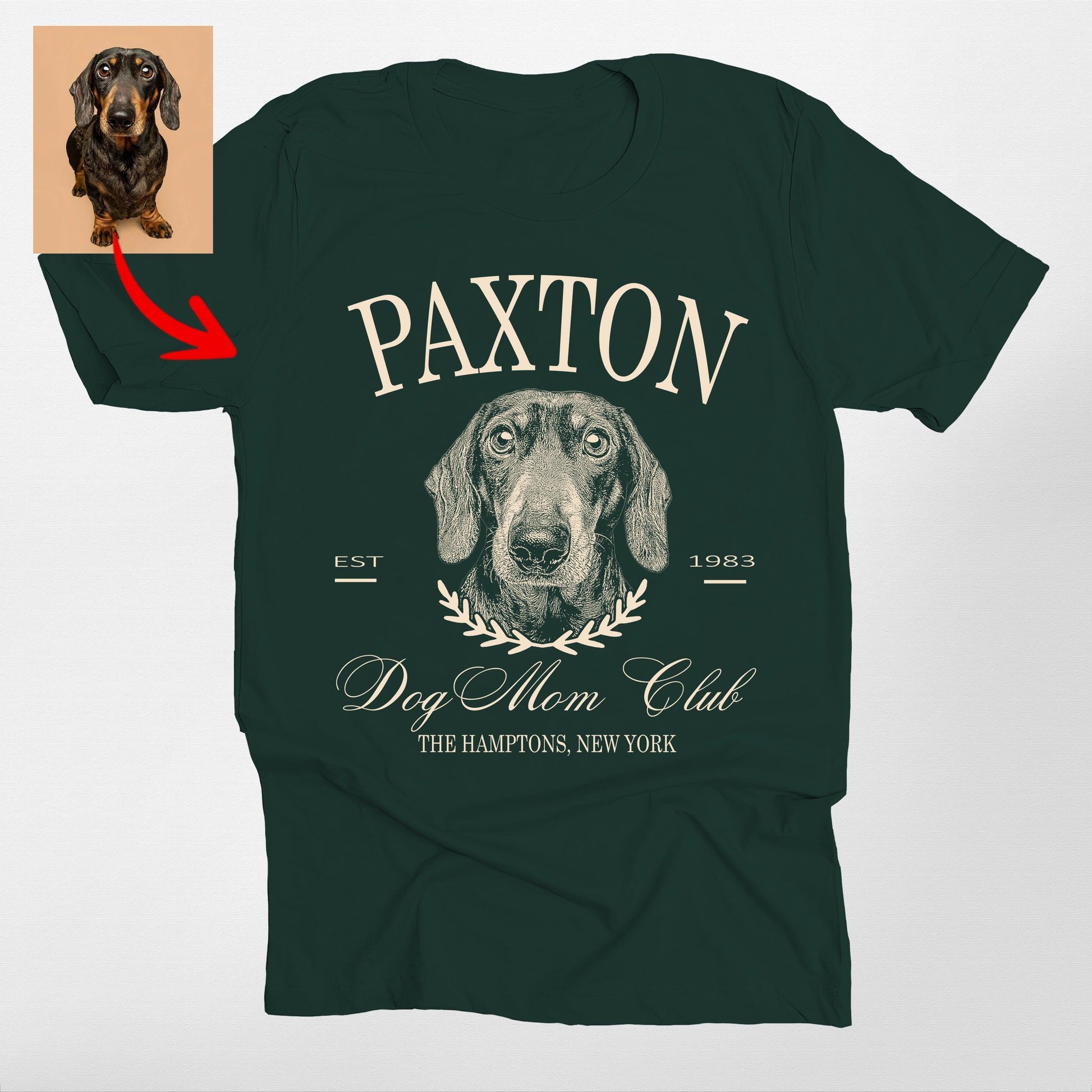Custom Dog Mom Club Bella Canvas T-Shirt for Dog O, custom pet portrait gift for pet lovers (view 3)