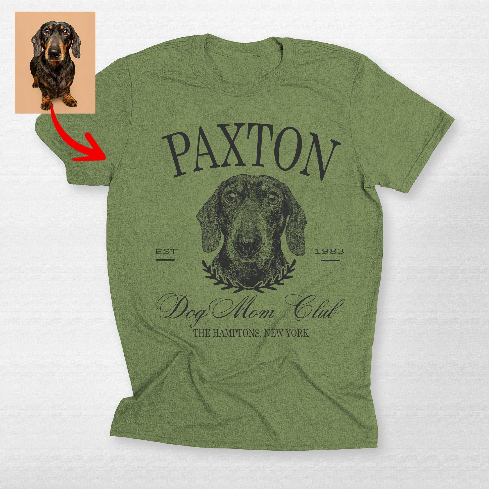 Custom Dog Mom Club Bella Canvas T-Shirt for Dog O, custom pet portrait gift for pet lovers (view 4)