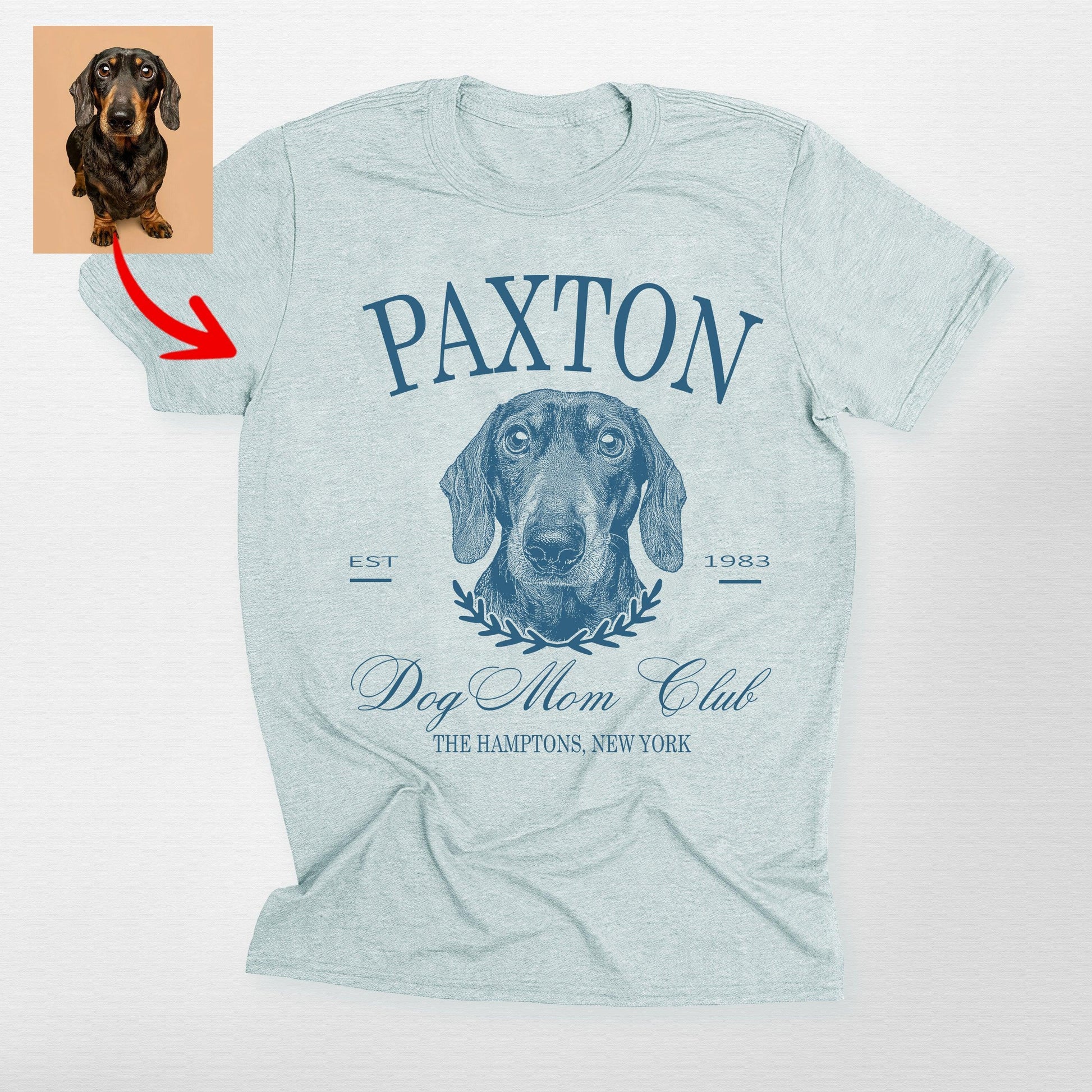 Custom Dog Mom Club Bella Canvas T-Shirt for Dog O, custom pet portrait gift for pet lovers (view 5)