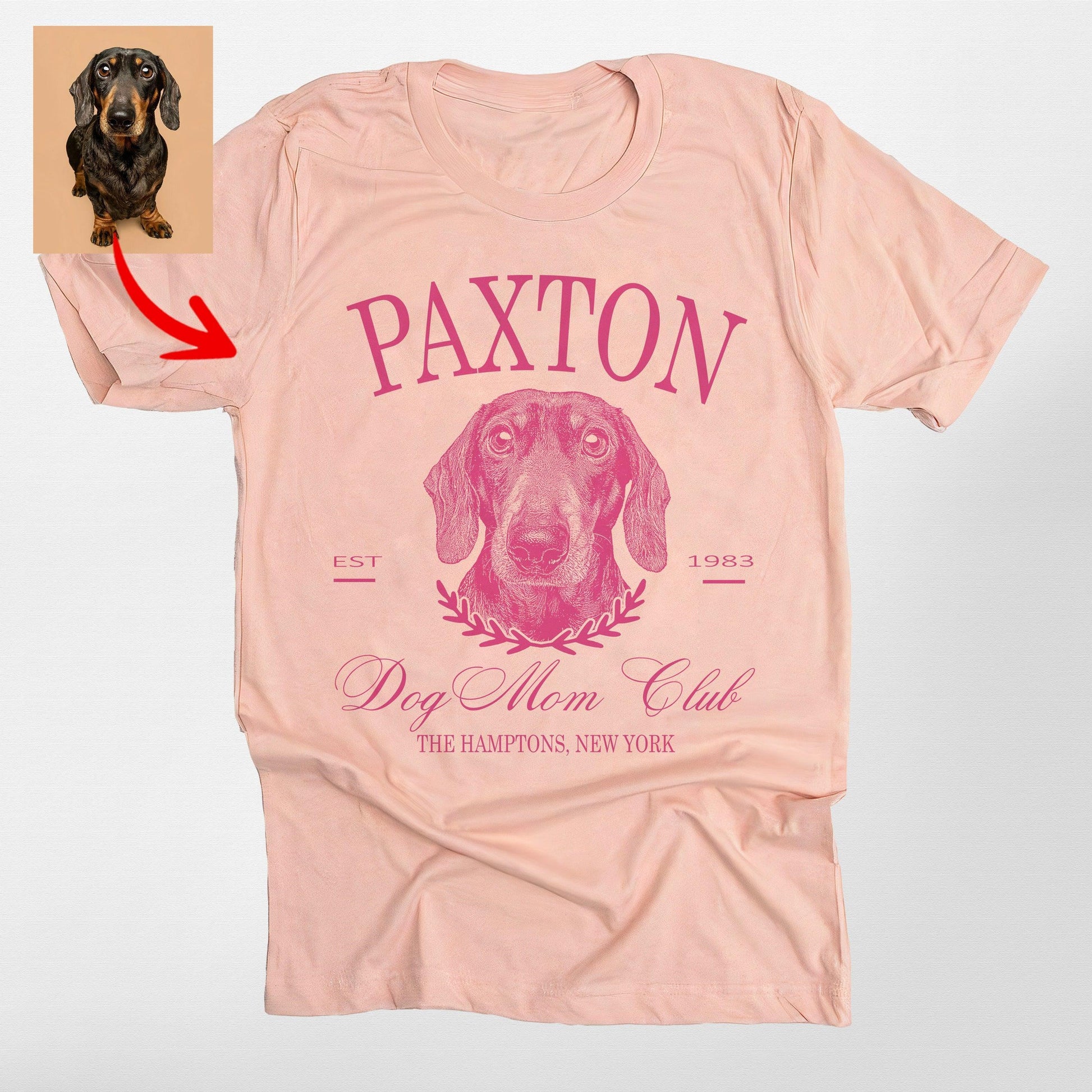 Custom Dog Mom Club Bella Canvas T-Shirt for Dog O, custom pet portrait gift for pet lovers (view 6)