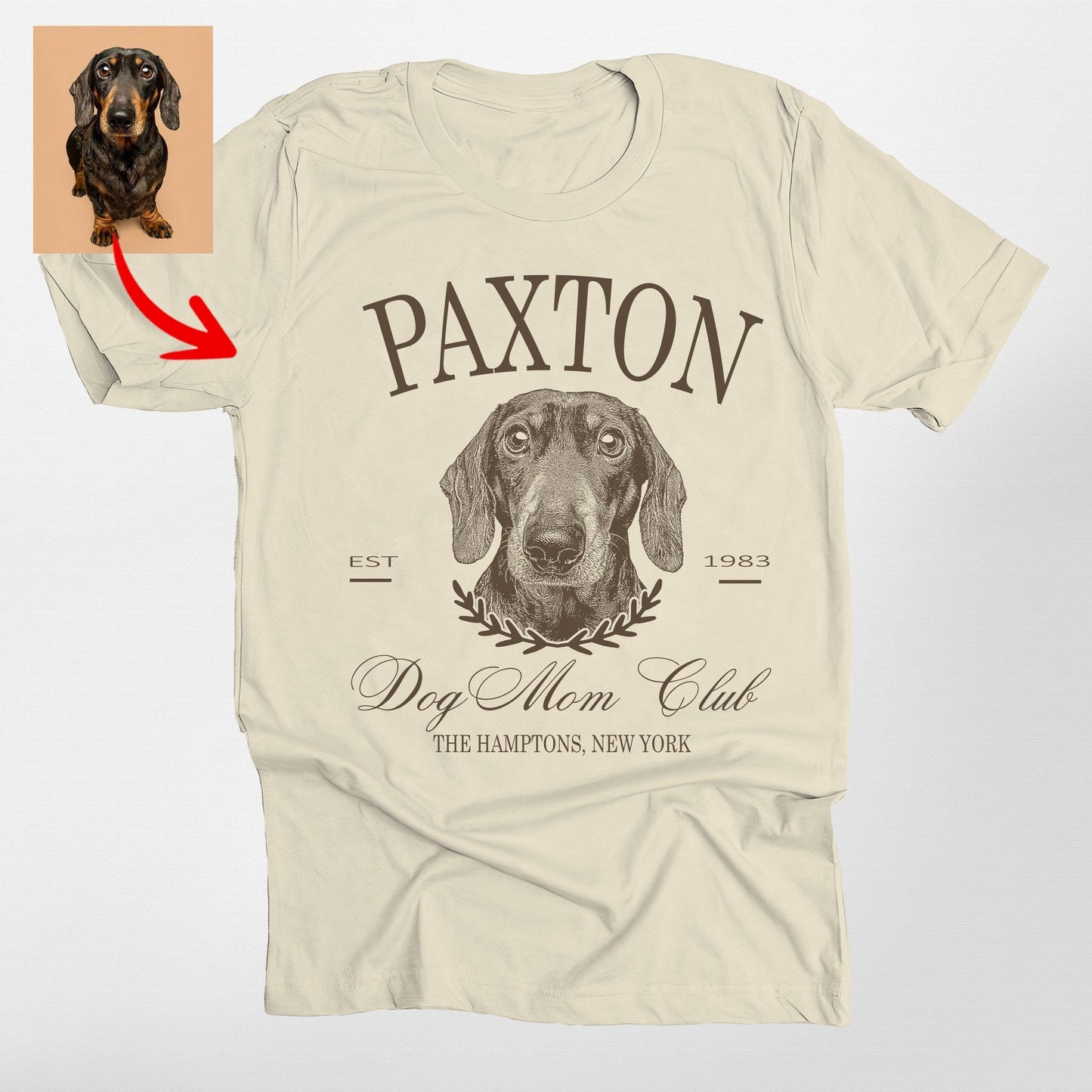 Custom Dog Mom Club Bella Canvas T-Shirt for Dog O, custom pet portrait gift for pet lovers (view 8)