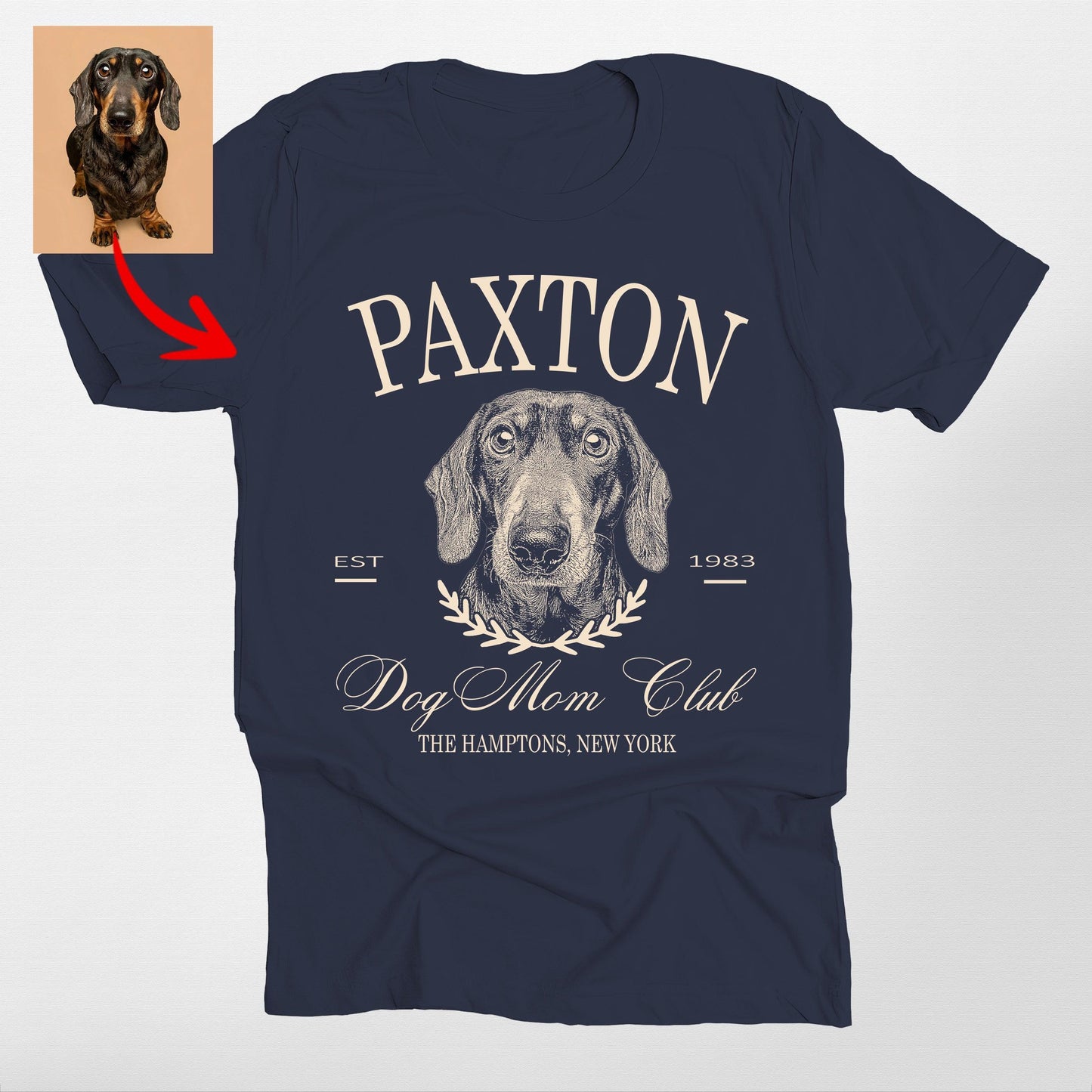 Custom Dog Mom Club Bella Canvas T-Shirt for Dog O, custom pet portrait gift for pet lovers (view 9)