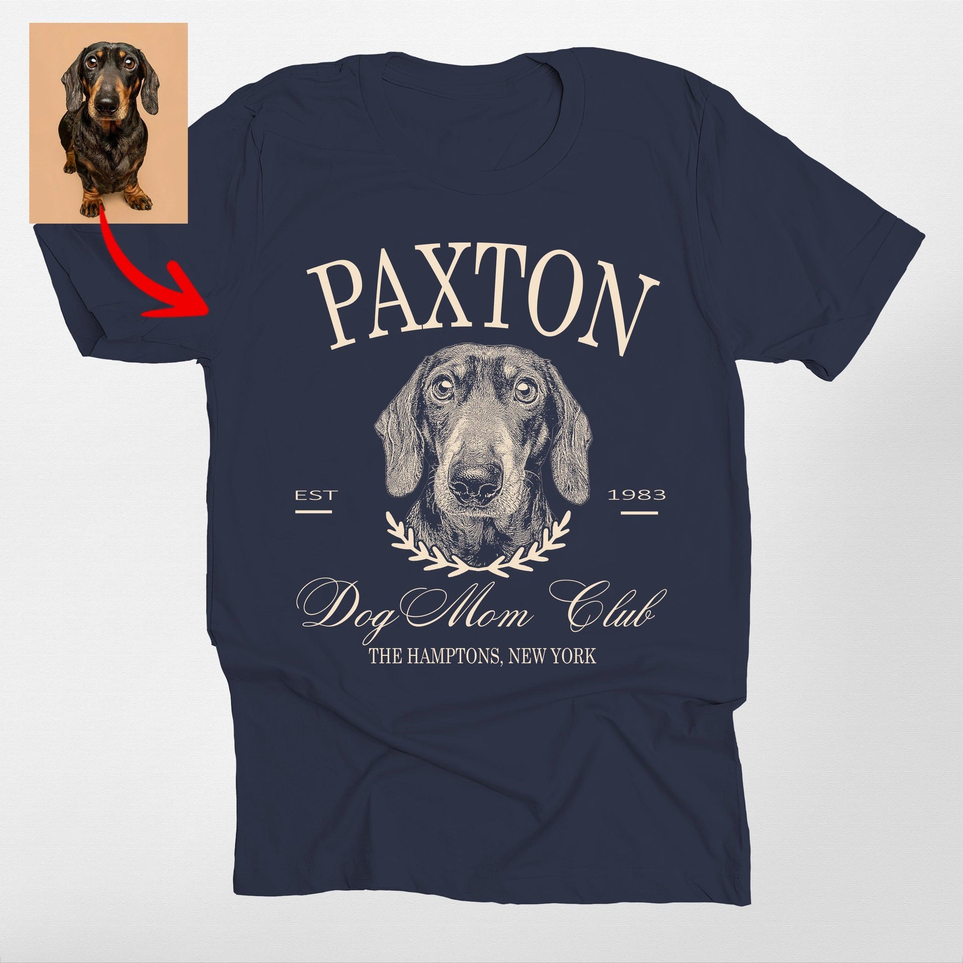 Custom Dog Mom Club Bella Canvas T-Shirt for Dog O, custom pet portrait gift for pet lovers (view 9)
