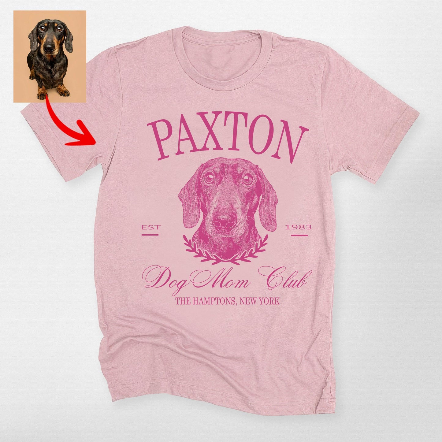 Custom Dog Mom Club Bella Canvas T-Shirt for Dog O, custom pet portrait gift for pet lovers (view 10)