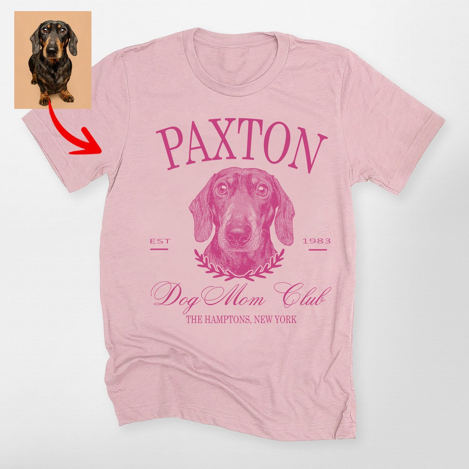 Custom Dog Mom Club Bella Canvas T-Shirt for Dog O, custom pet portrait gift for pet lovers (view 10)