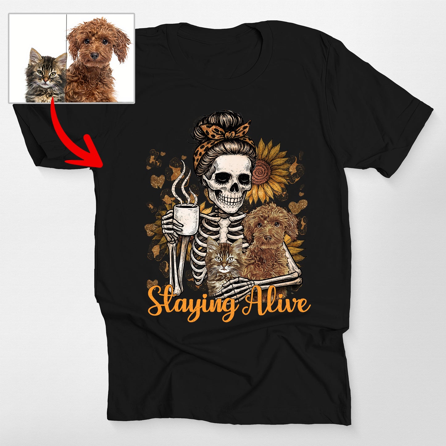 Custom Dog Mom Life Skeleton Leopard Sunflower Bel, custom pet portrait gift for pet lovers (view 2)
