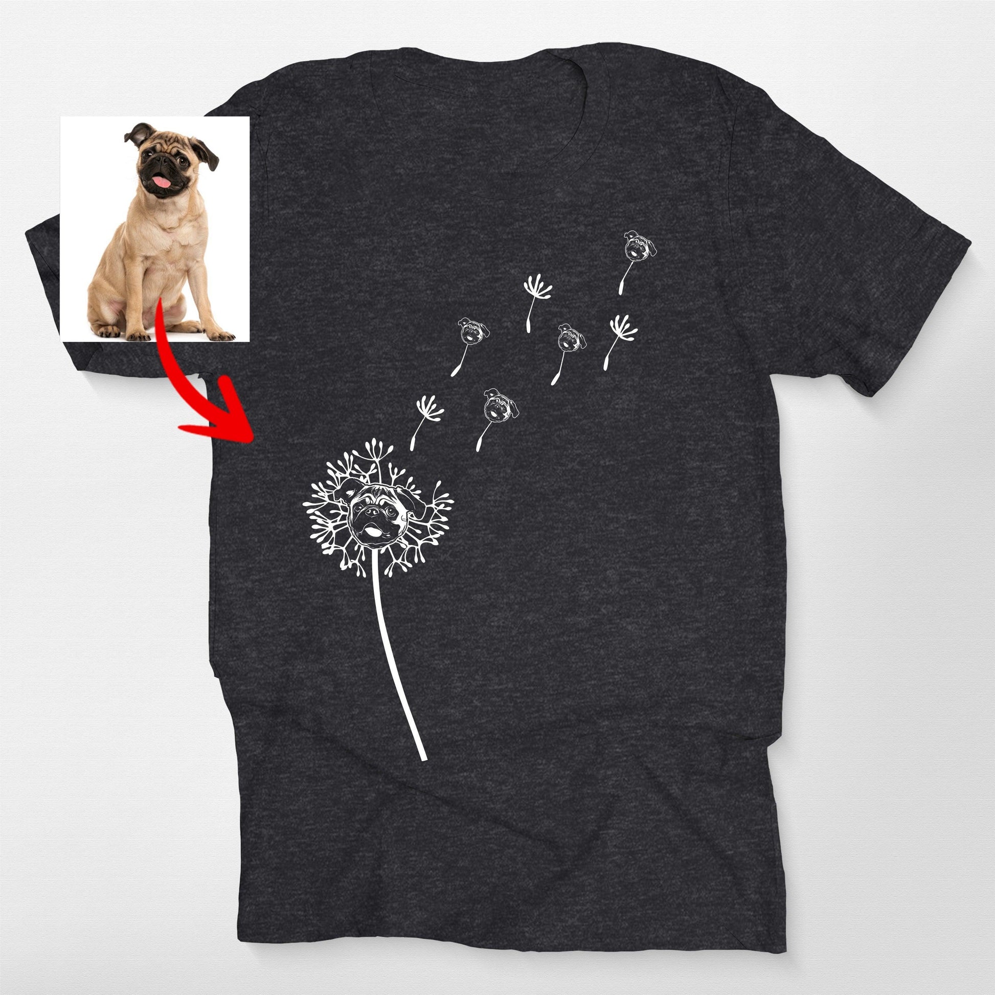 Custom Dog Portrait Bella Canvas Shirt Personalize, custom pet portrait gift for pet lovers (view 2)