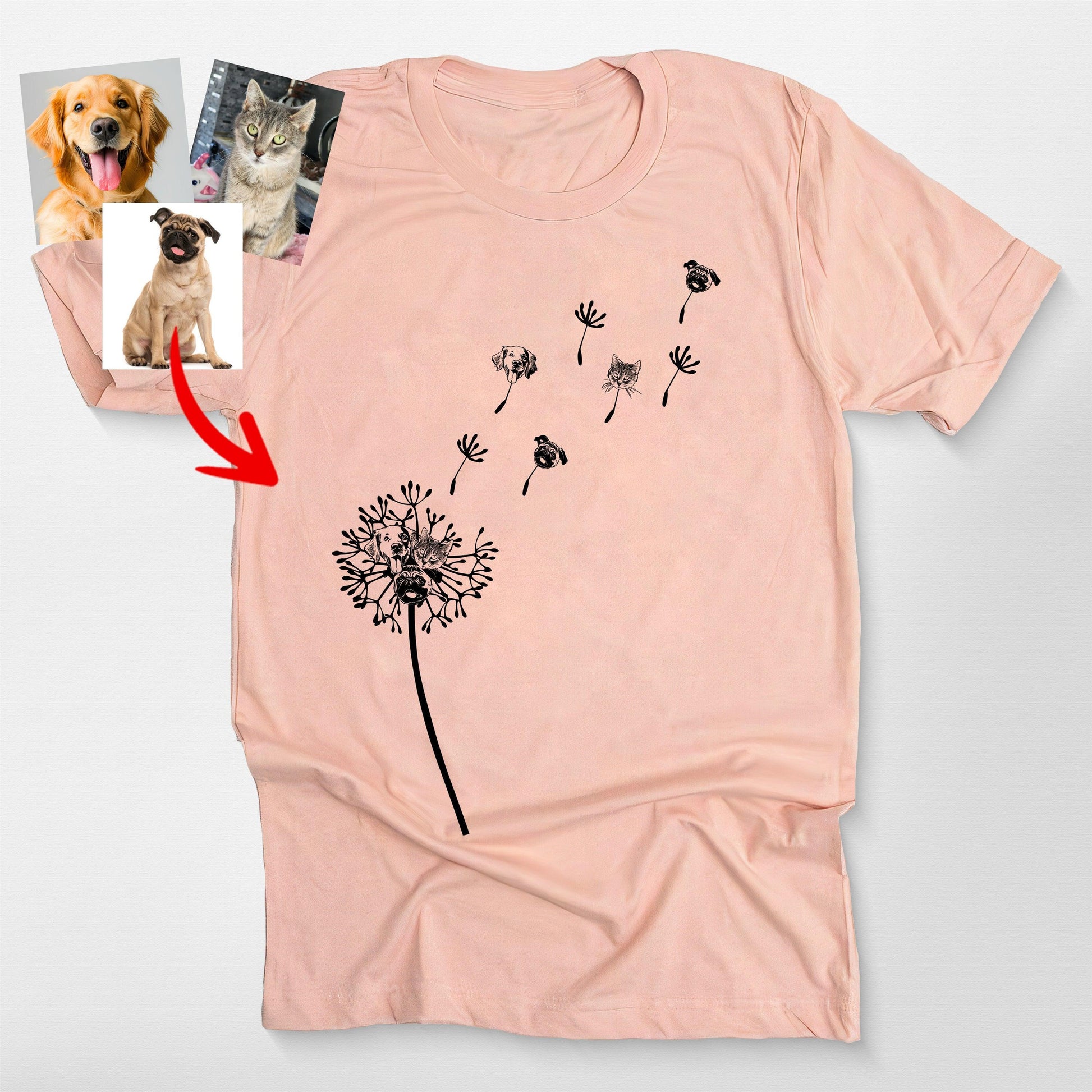 Custom Dog Portrait Bella Canvas Shirt Personalize, custom pet portrait gift for pet lovers (view 4)