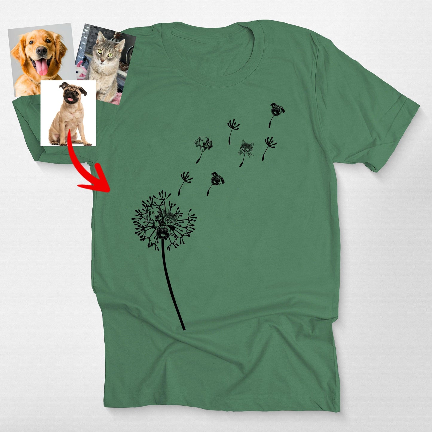 Custom Dog Portrait Bella Canvas Shirt Personalize, custom pet portrait gift for pet lovers (view 5)