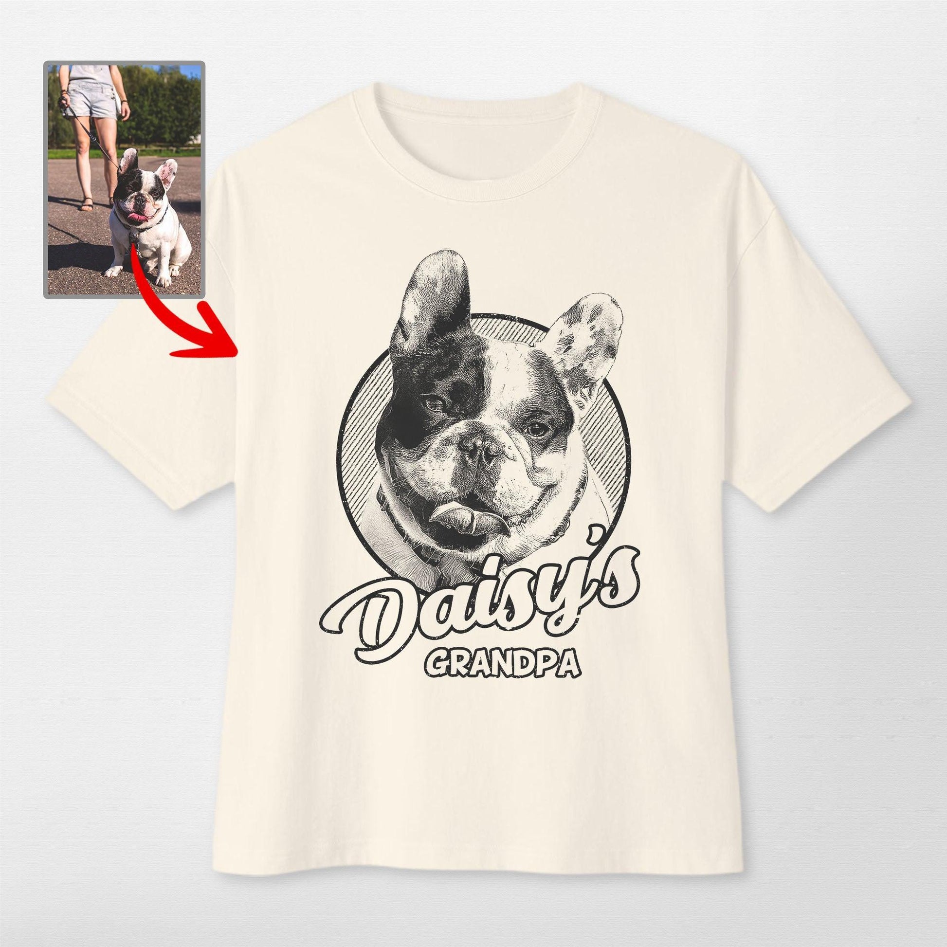 Custom Dog Portrait Oversized T-Shirt for Dog Lov, custom pet portrait gift for pet lovers (view 5)
