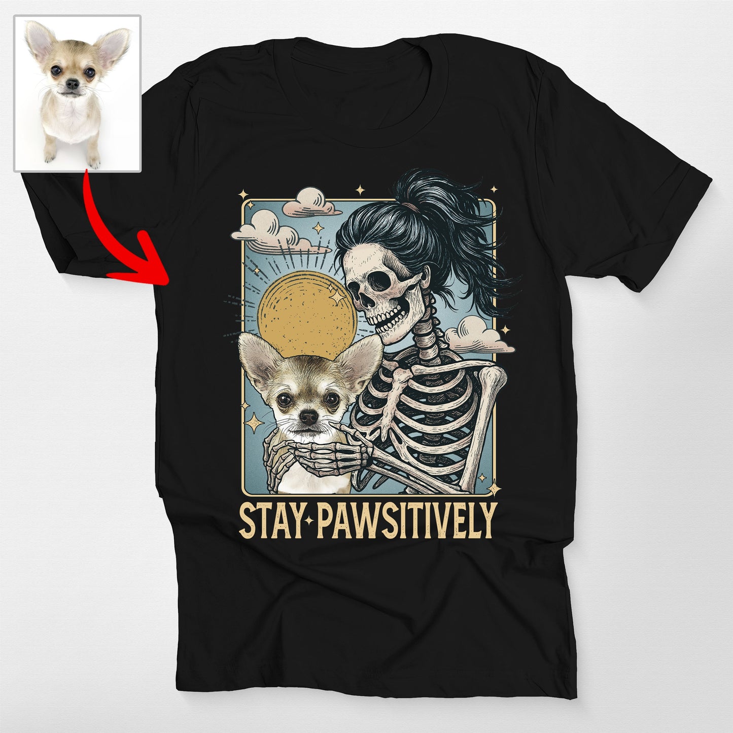 Custom Dog Stay Pawsitively Bella Canvas T-Shirt F, custom pet portrait gift for pet lovers
