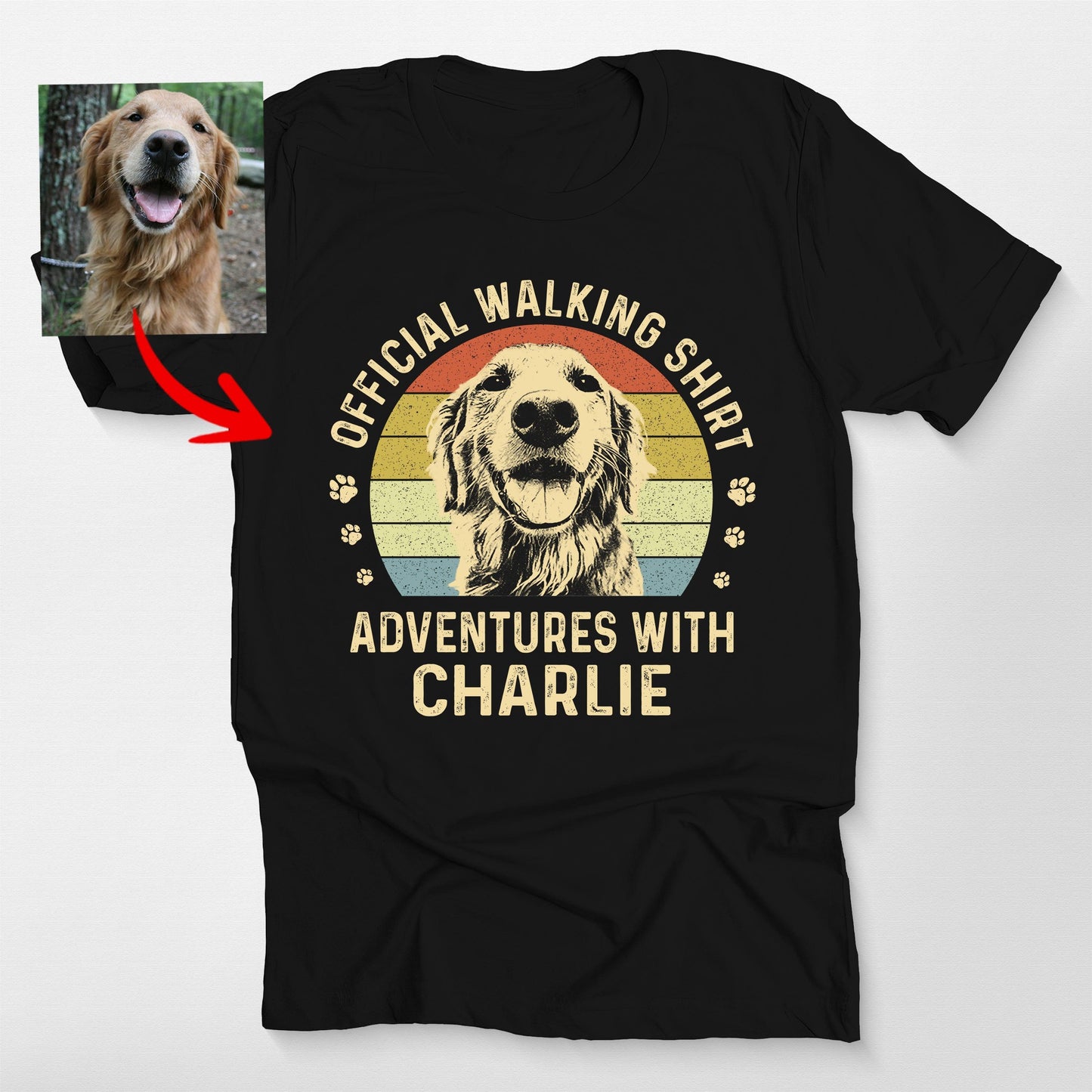 Custom Dog Walking Shirt Personalized Adventure Te, custom pet portrait gift for pet lovers (view 2)