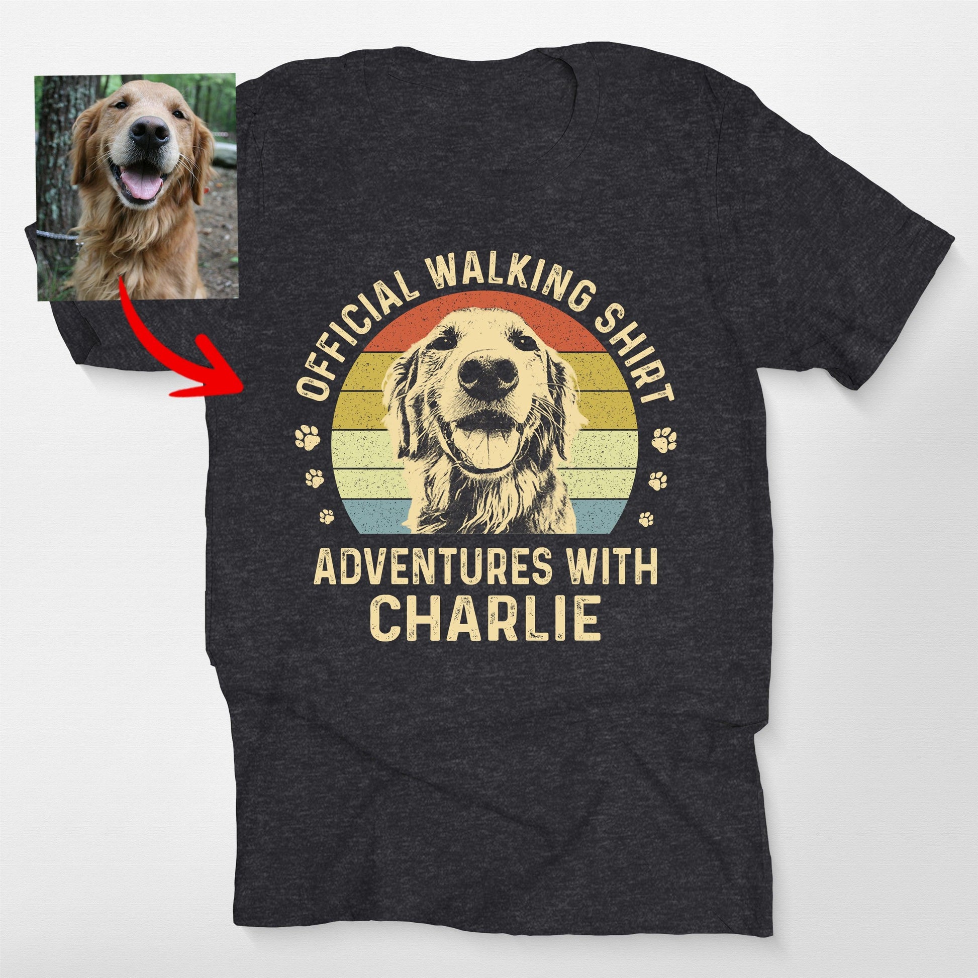 Custom Dog Walking Shirt Personalized Adventure Te, custom pet portrait gift for pet lovers (view 3)