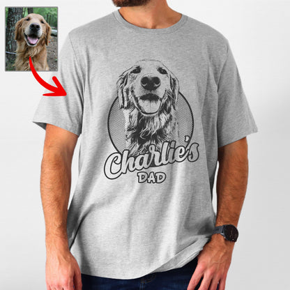 Custom Dogface Bella Canvas Shirt for Dad, custom pet portrait gift for pet lovers