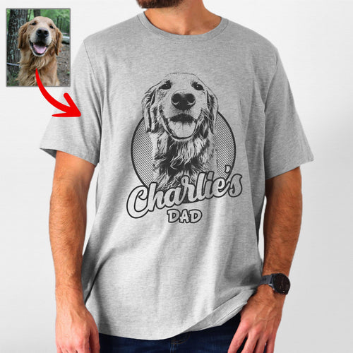 Custom Dogface Bella Canvas Shirt for Dad, custom pet portrait gift for pet lovers