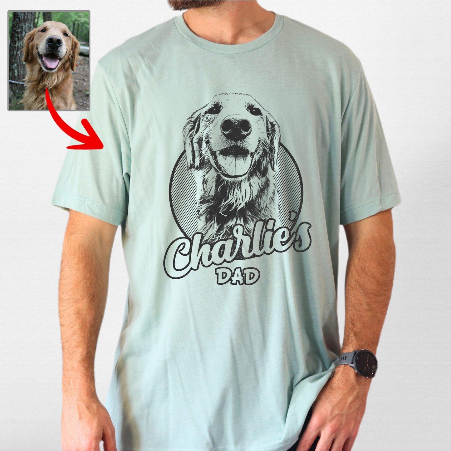 Custom Dogface Bella Canvas Shirt for Dad, custom pet portrait gift for pet lovers (view 15)