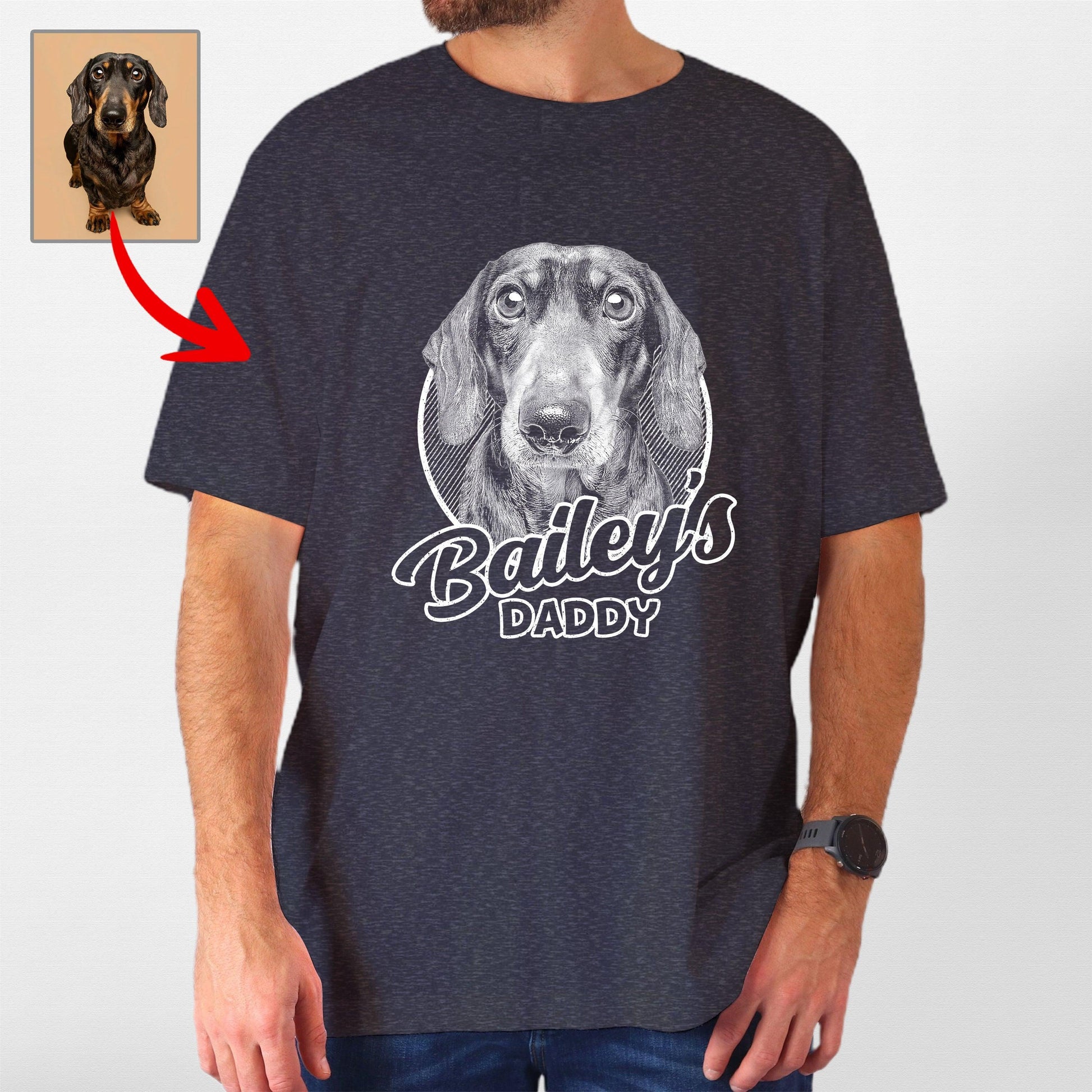 Custom Dogface Bella Canvas Shirt for Dad, custom pet portrait gift for pet lovers (view 3)