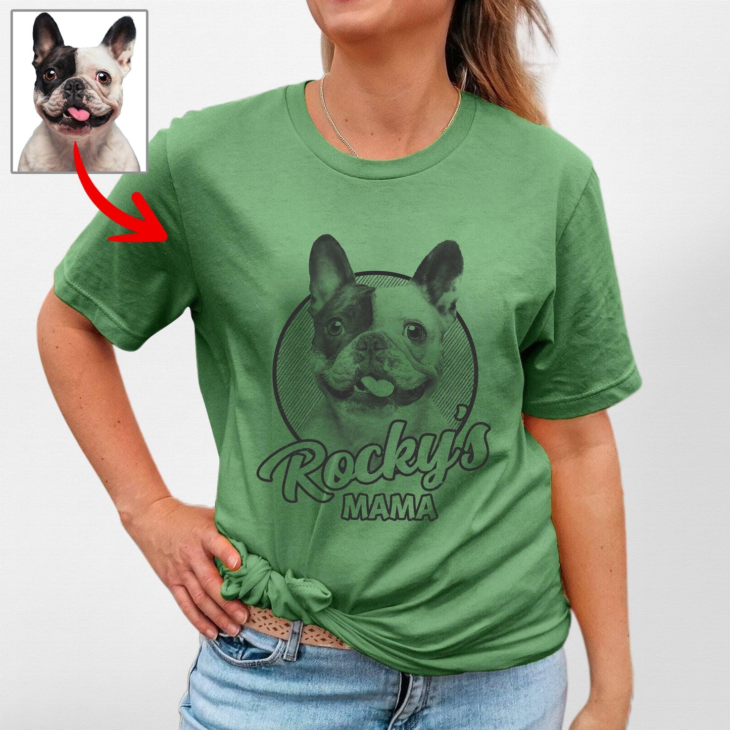 Custom Dogface Bella Canvas T-Shirt for Mom, custom pet portrait gift for pet lovers (view 19)