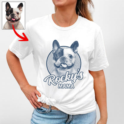 Custom Dogface Bella Canvas T-Shirt for Mom, custom pet portrait gift for pet lovers (view 5)