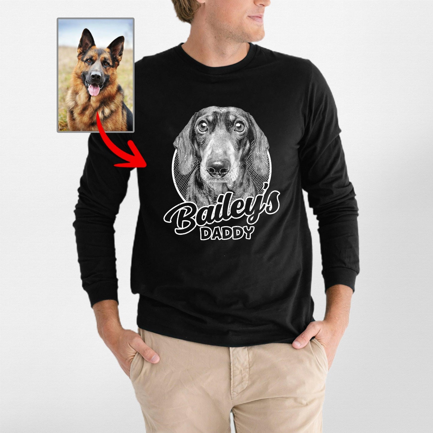 Custom Dogface Long Sleeve Shirt for Dad