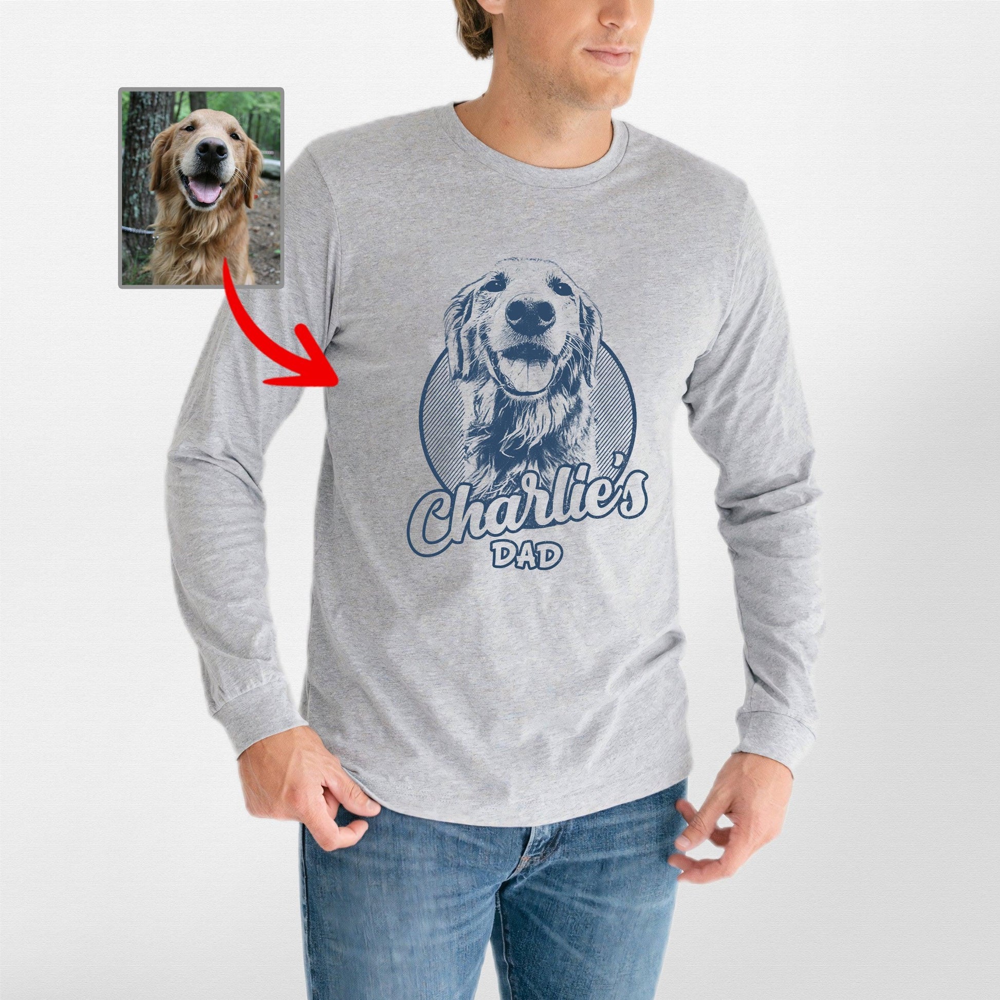 Custom Dogface Long Sleeve Shirt for Dad (view 2)