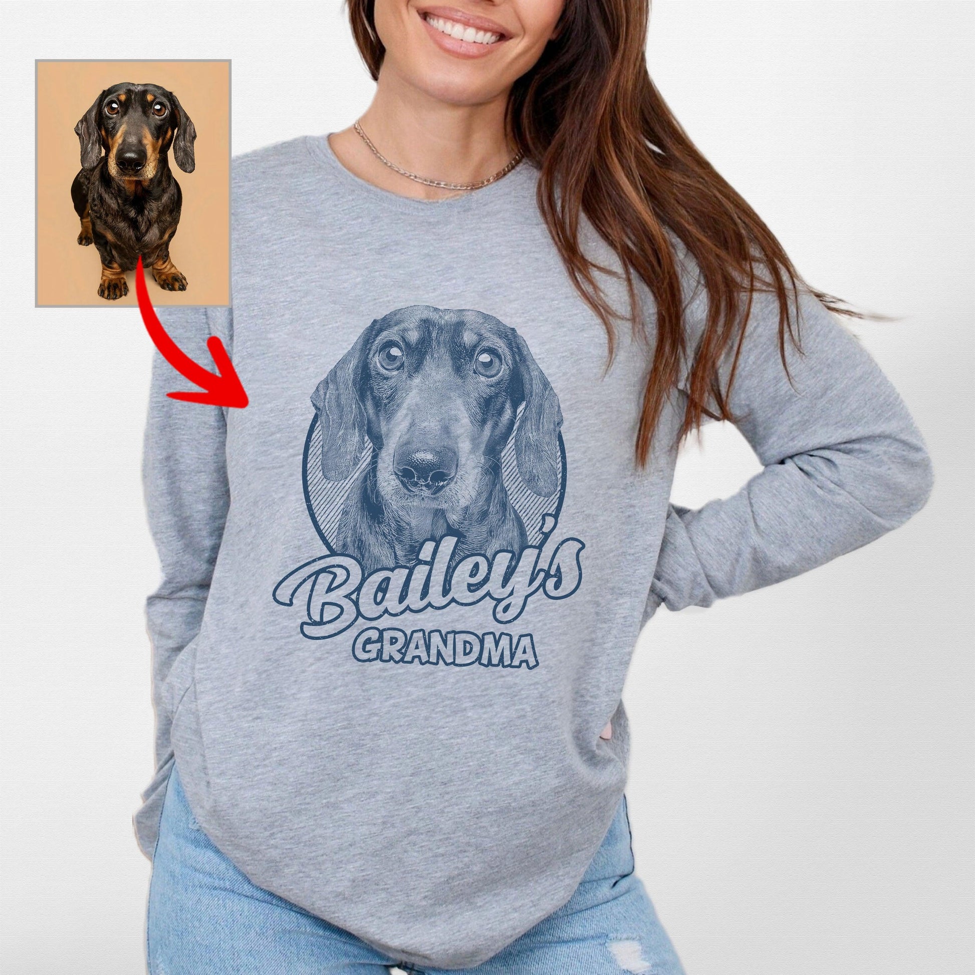 Custom Dogface Long Sleeve Shirt for Mom (view 2)
