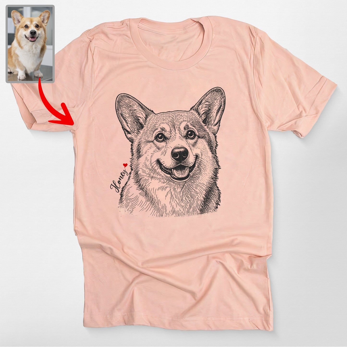 Custom Dogface Shirt Bella Canvas Tee, custom pet portrait gift for pet lovers (view 2)