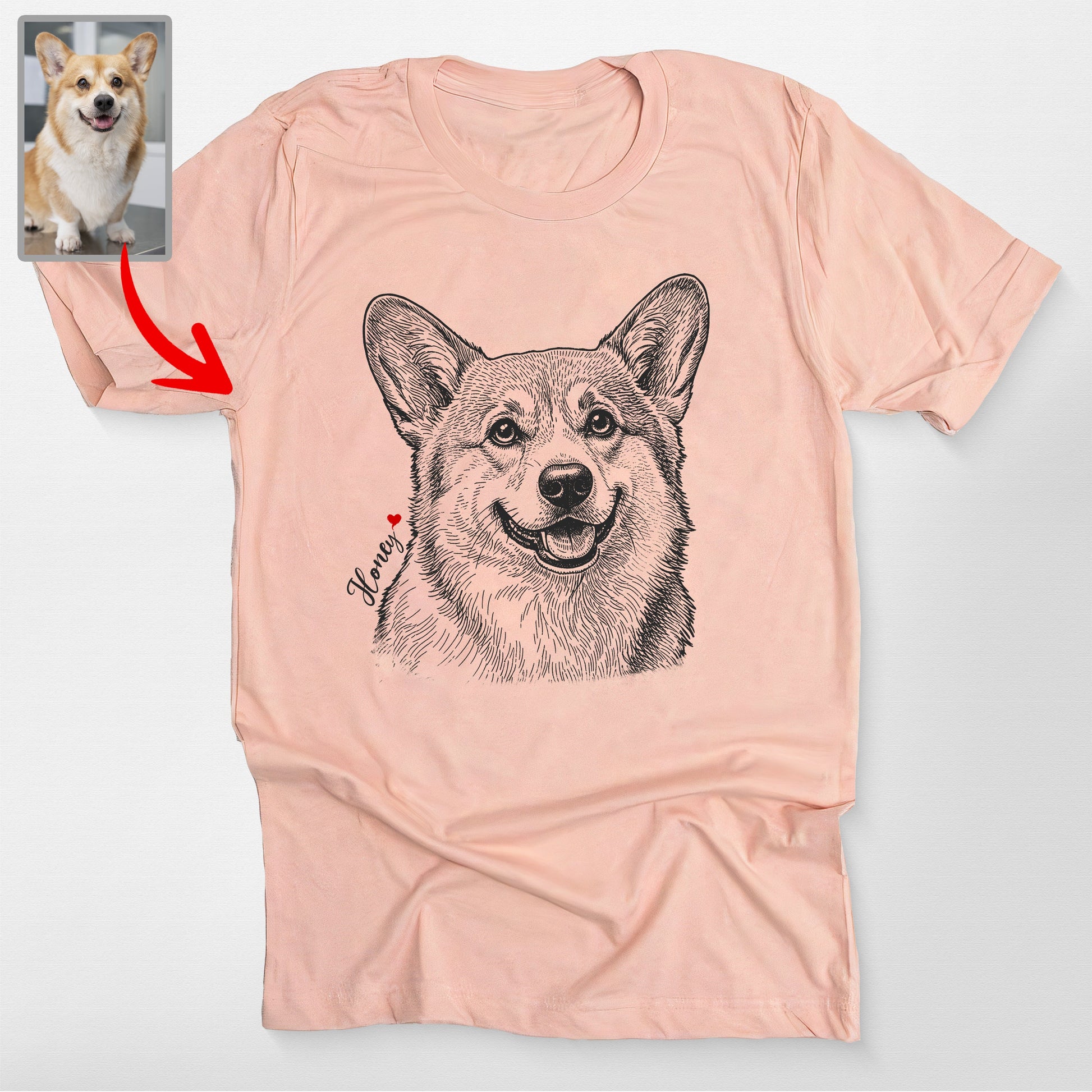 Custom Dogface Shirt Bella Canvas Tee, custom pet portrait gift for pet lovers (view 2)
