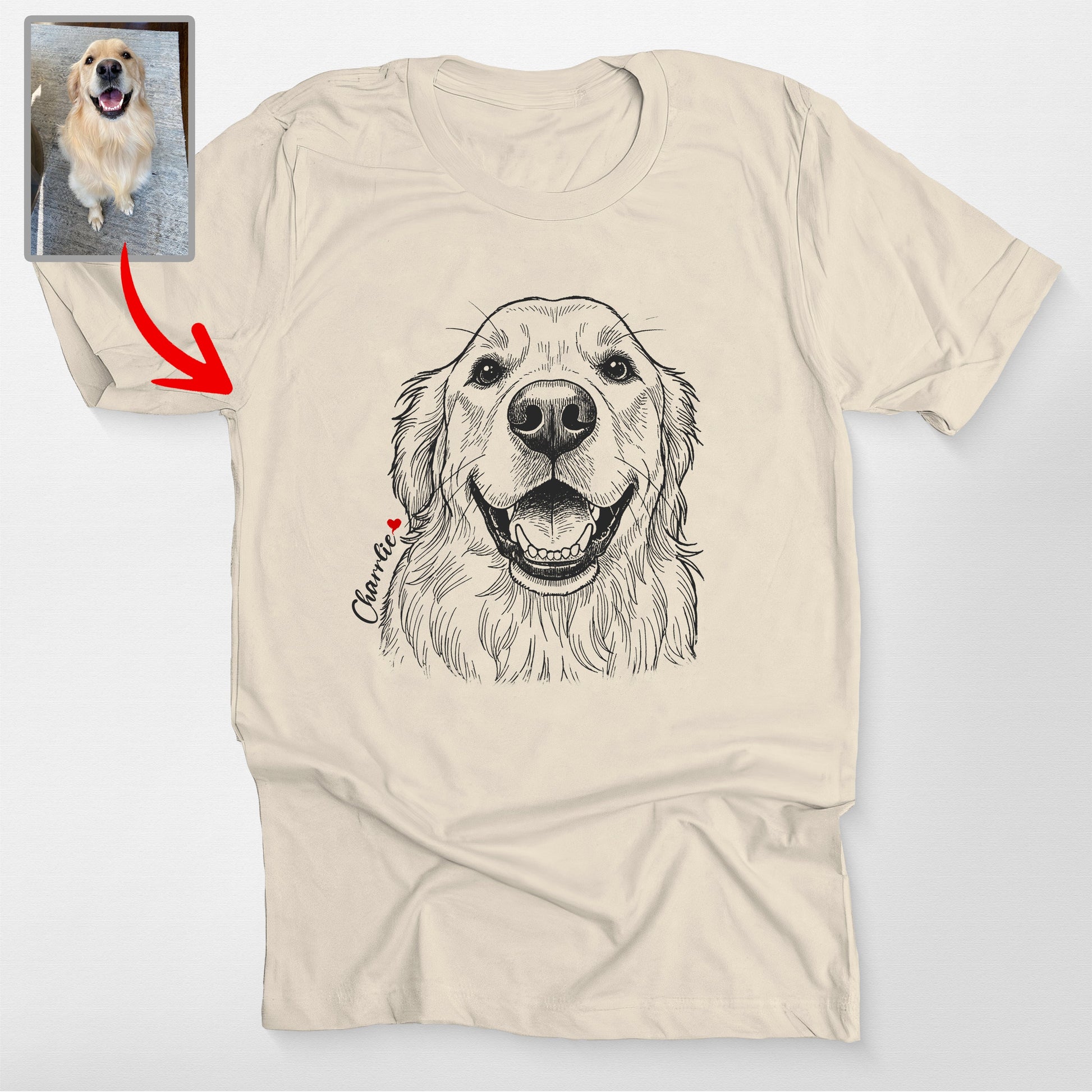Custom Dogface Shirt Bella Canvas Tee, custom pet portrait gift for pet lovers (view 5)