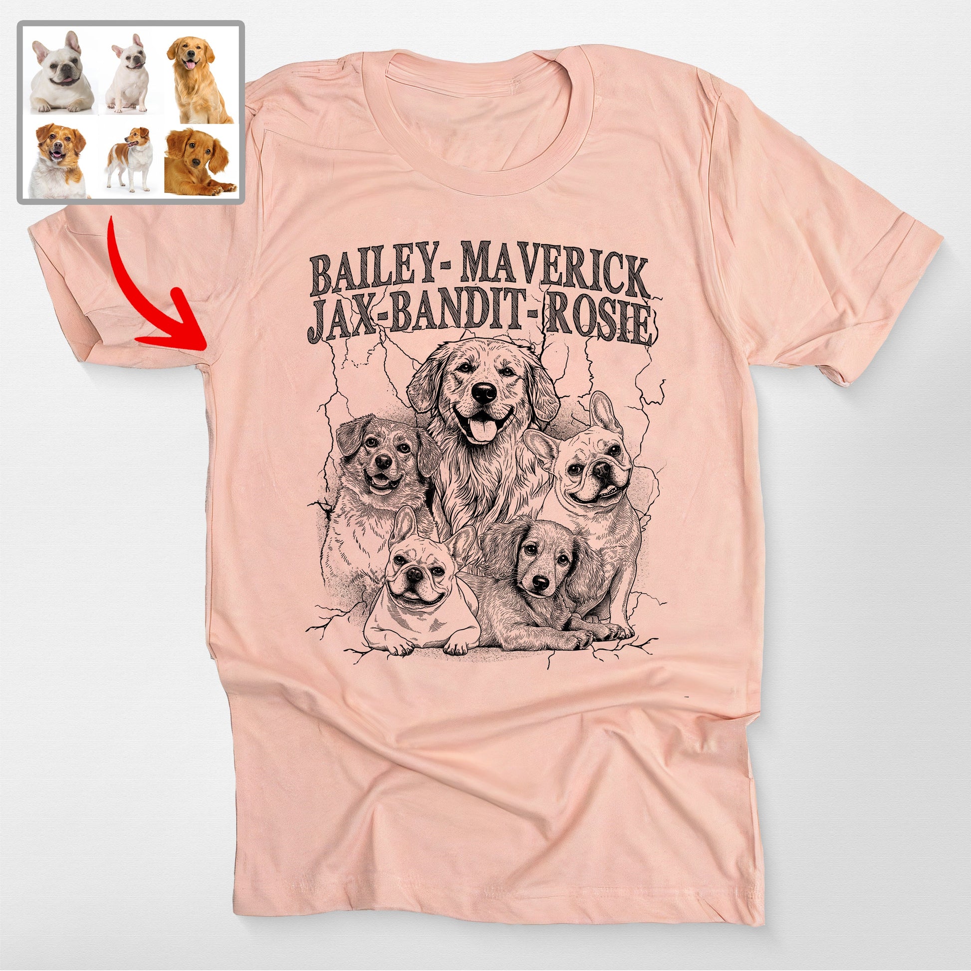 Custom Dogface Shirt Bootleg Style Bella Canvas T, custom pet portrait gift for pet lovers (view 3)