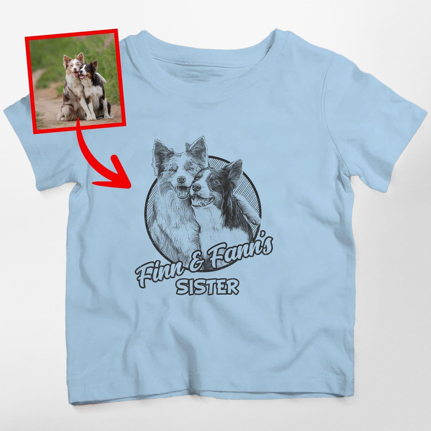Custom Dogface Unisex Shirt for Kid, custom pet portrait gift for pet lovers (view 14)