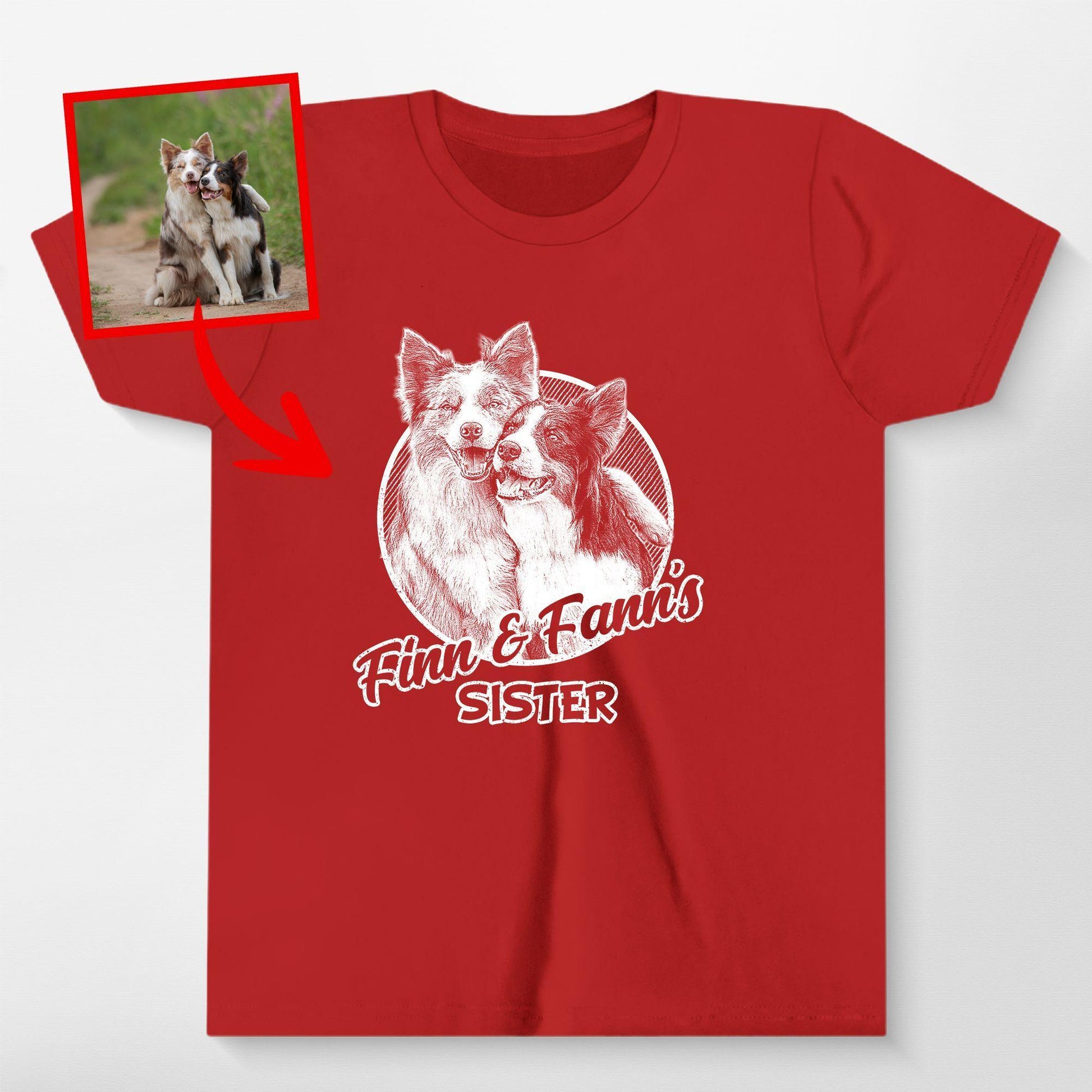 Custom Dogface Unisex Shirt for Kid, custom pet portrait gift for pet lovers (view 7)