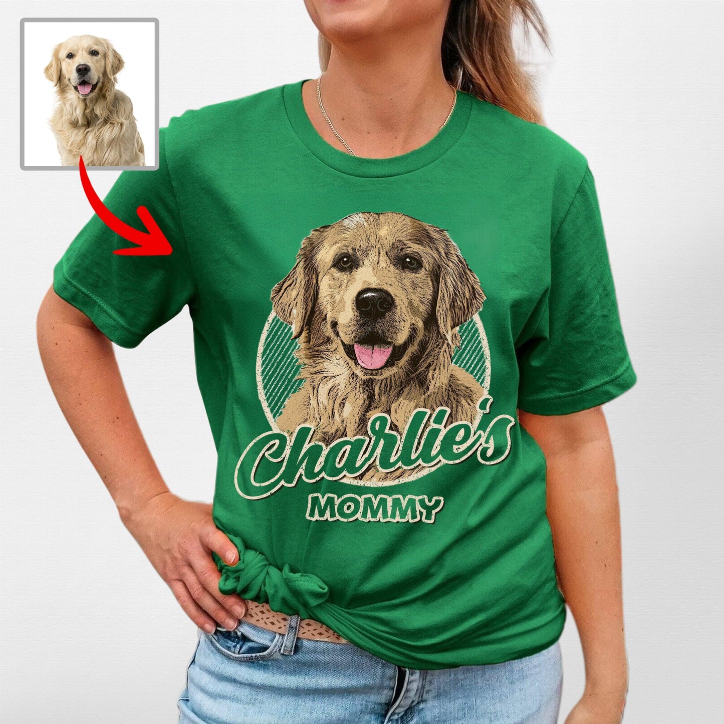 Custom Dogface with Colorful Style T-Shirt, custom pet portrait gift for pet lovers (view 13)