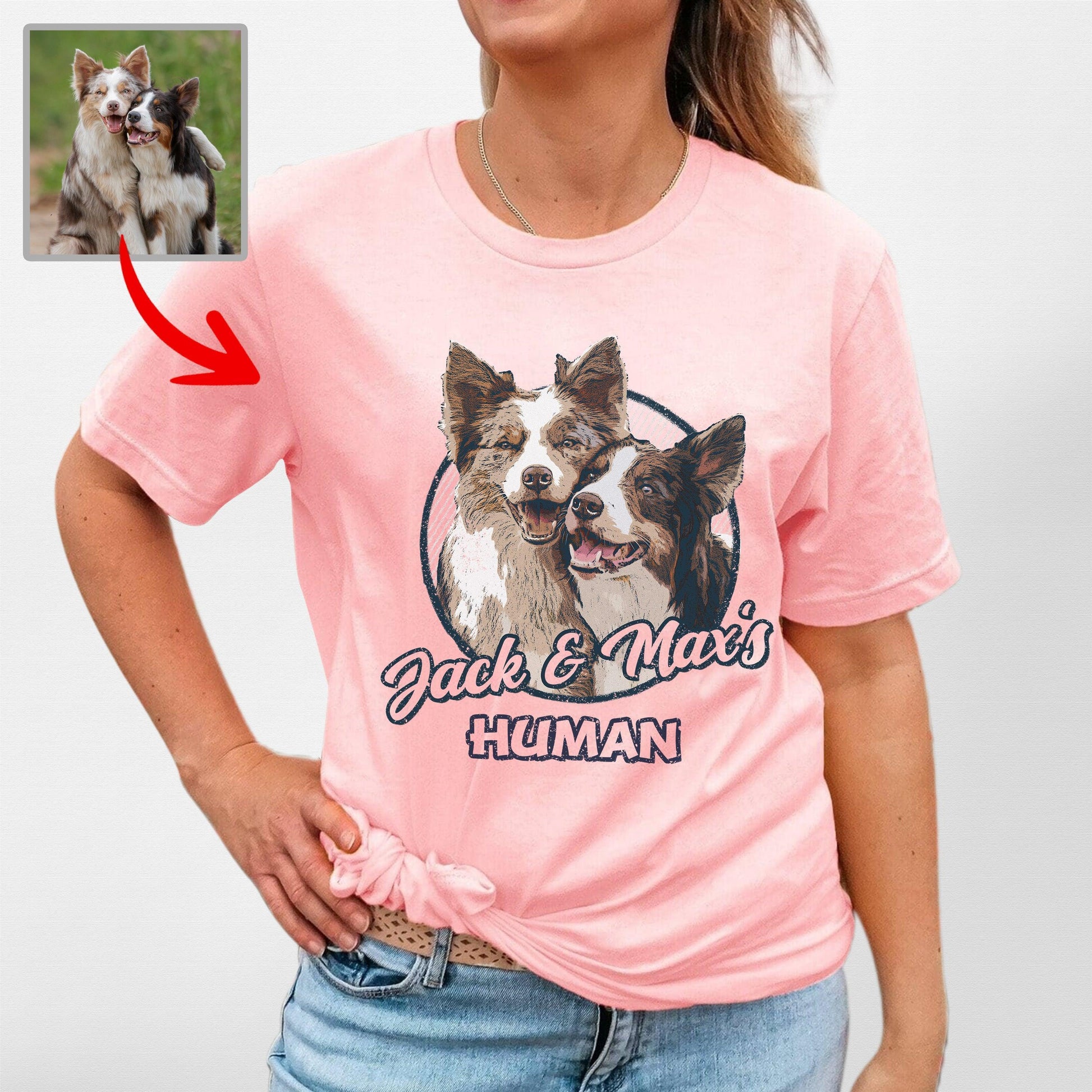 Custom Dogface with Colorful Style T-Shirt, custom pet portrait gift for pet lovers (view 18)