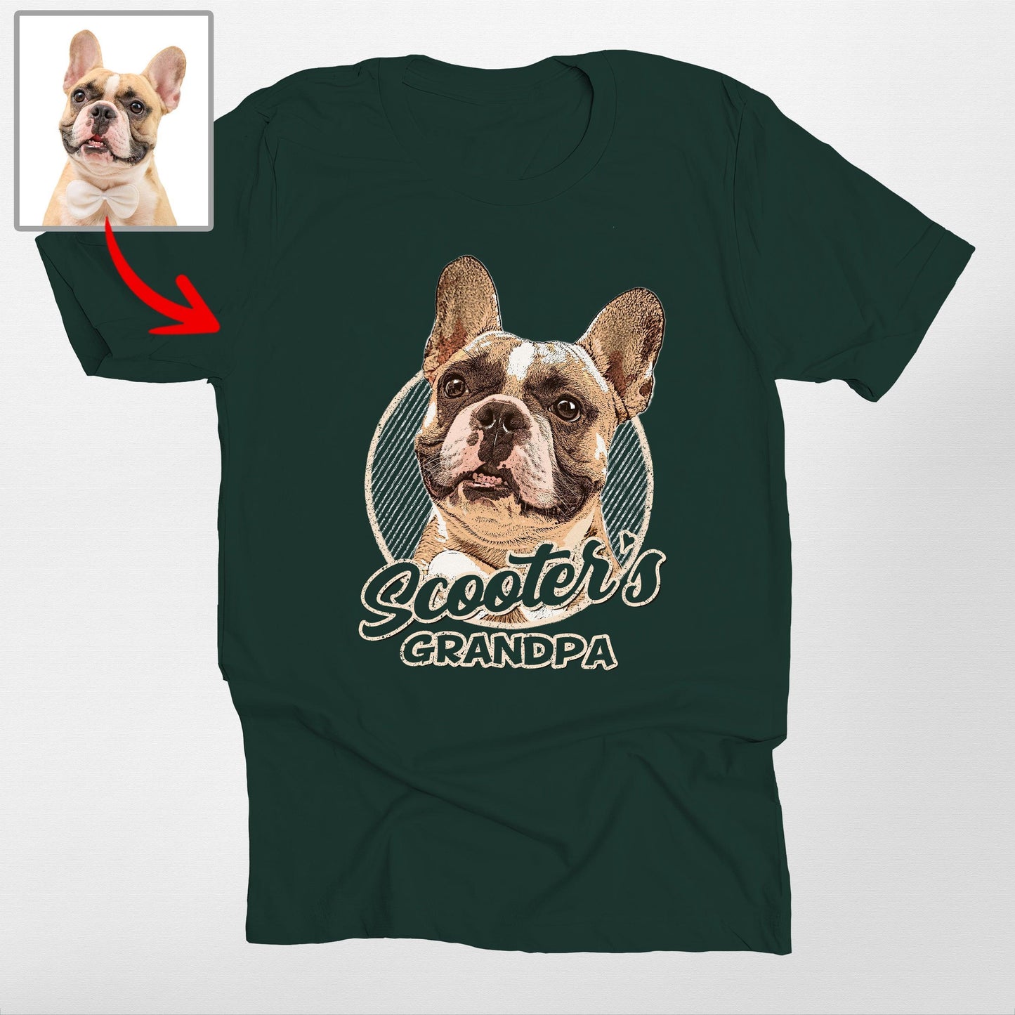Custom Dogface with Colorful Style T-Shirt, custom pet portrait gift for pet lovers (view 3)