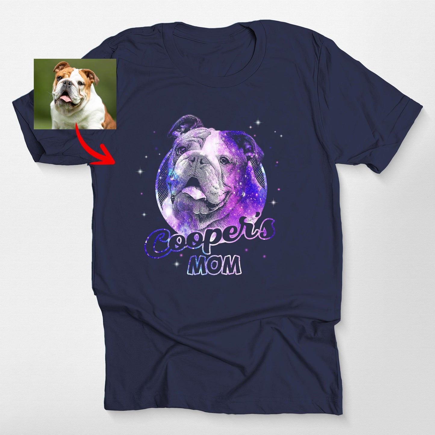 Custom Dogface with Galaxy Effects Unisex T-Shirt, custom pet portrait gift for pet lovers (view 7)