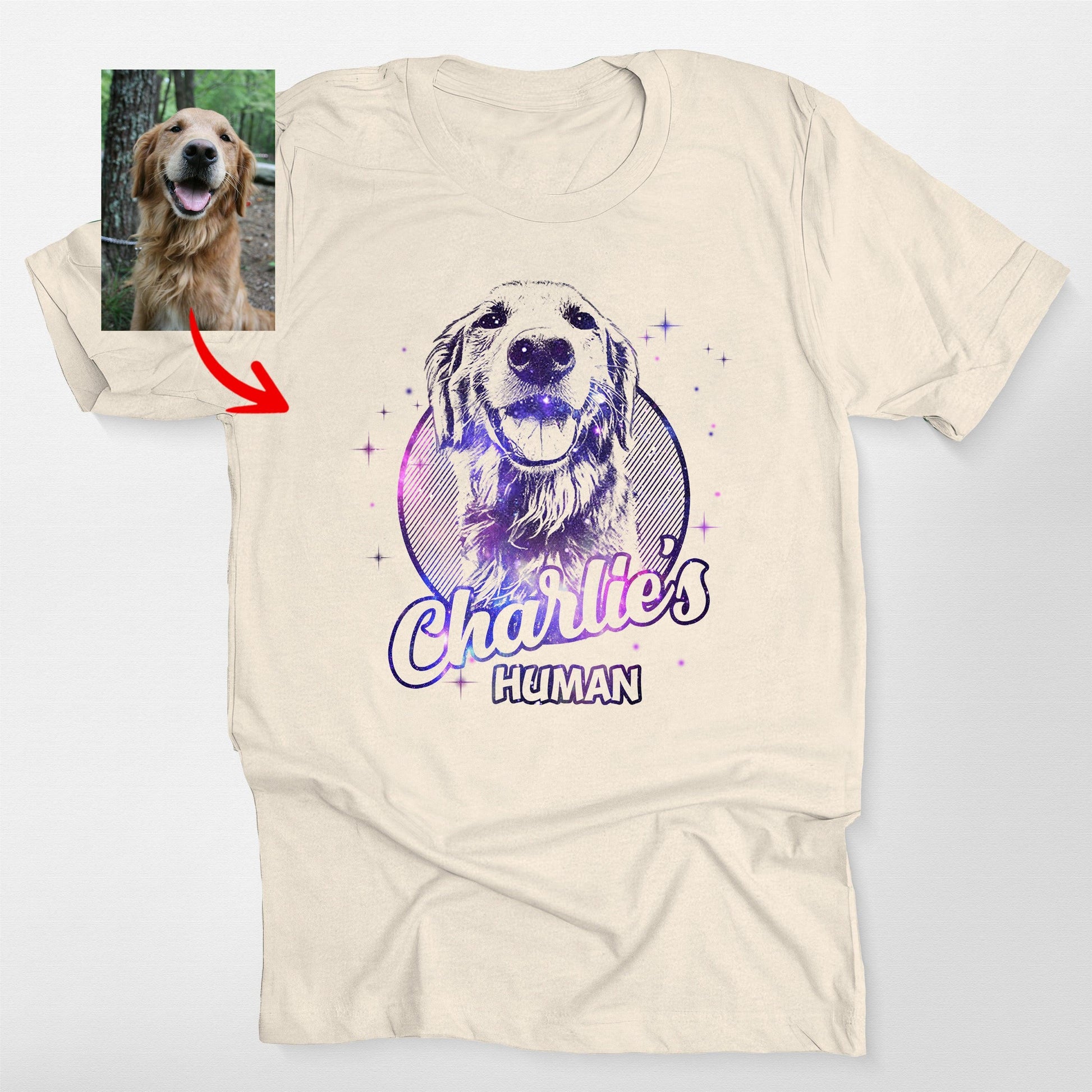 Custom Dogface with Galaxy Style T-Shirt, custom pet portrait gift for pet lovers (view 6)