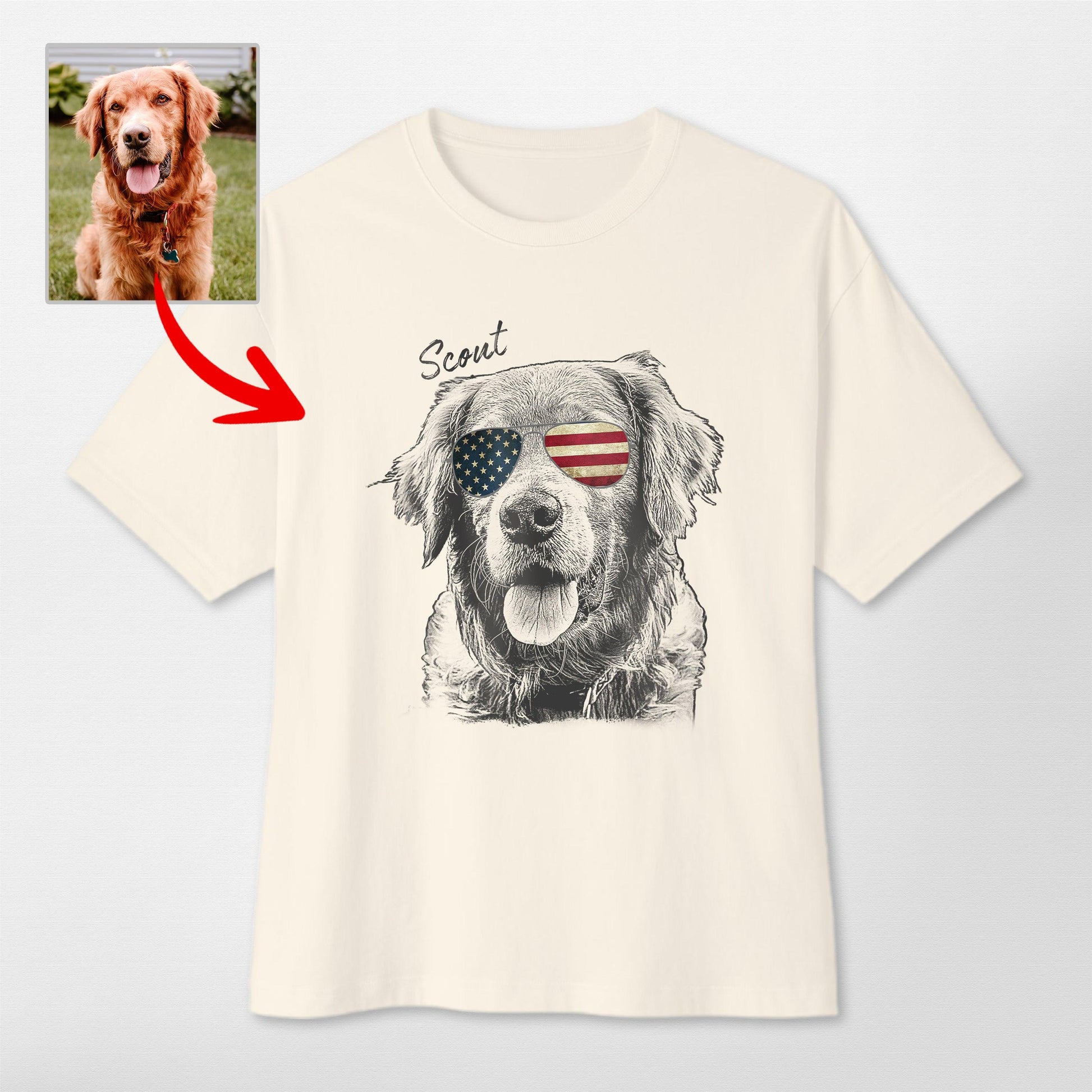 Custom Dogface with Glasses Oversized T-Shirt, custom pet portrait gift for pet lovers (view 2)